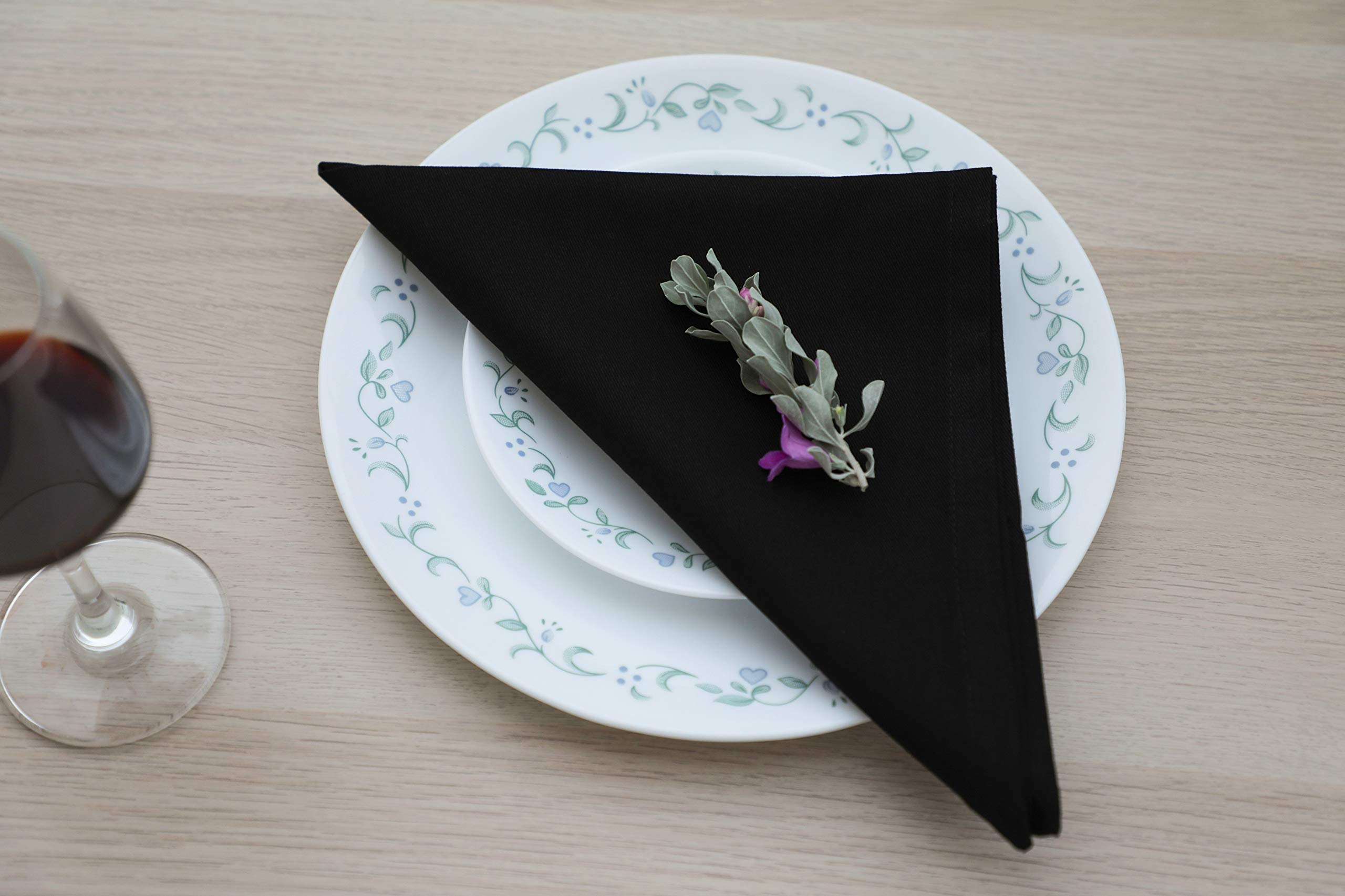 AMOUR INFINI Cotton Napkins | 12 Pack | 18 x 18 Inch | 100% Ring Spun Premium Cotton | Perfect for Restaurants  Events and Dinner Napkins | Highly Absorbent Cloth Napkins | Black