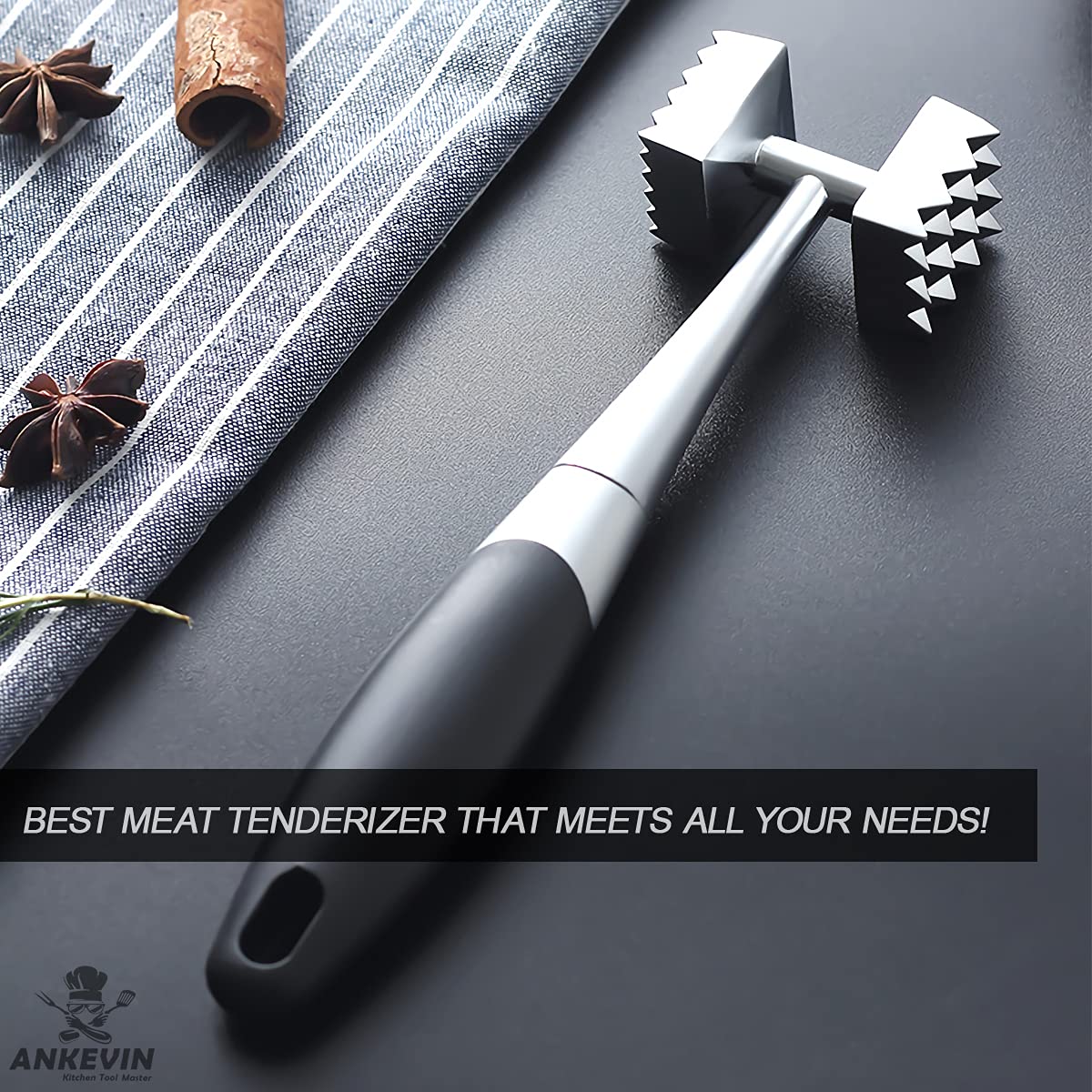 Meat Tenderizer, Dual-Sided Nails Meat Mallet, Meat Hammer Used For Steak, Chicken, Fish,Meat Pounder With Rubber Comfort Grip H
