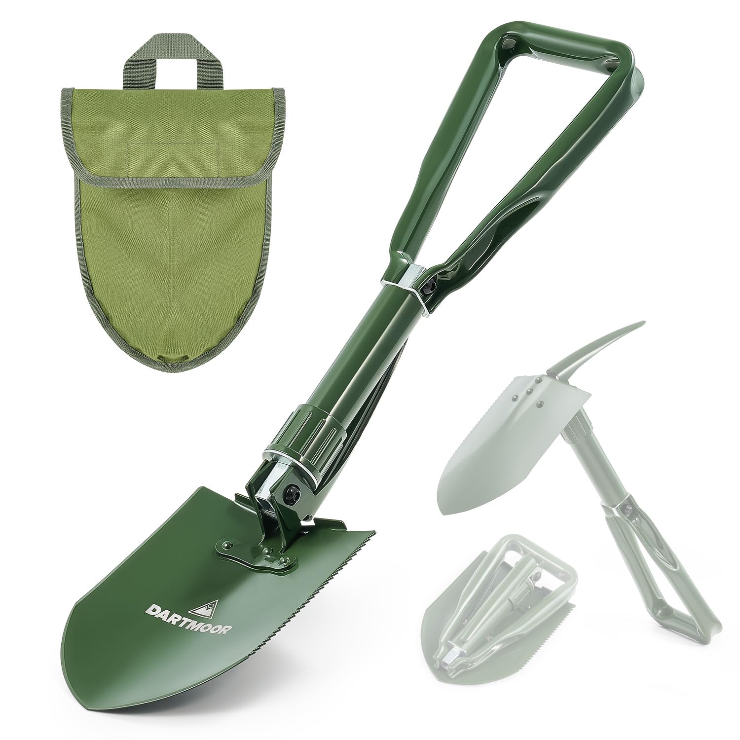 DARTMOOR Camping Shovel, 24 Larger Folding Shovel with Saw Edge, Portable Outdoor Survival Snow Shovel for Off Road Camping Hiki