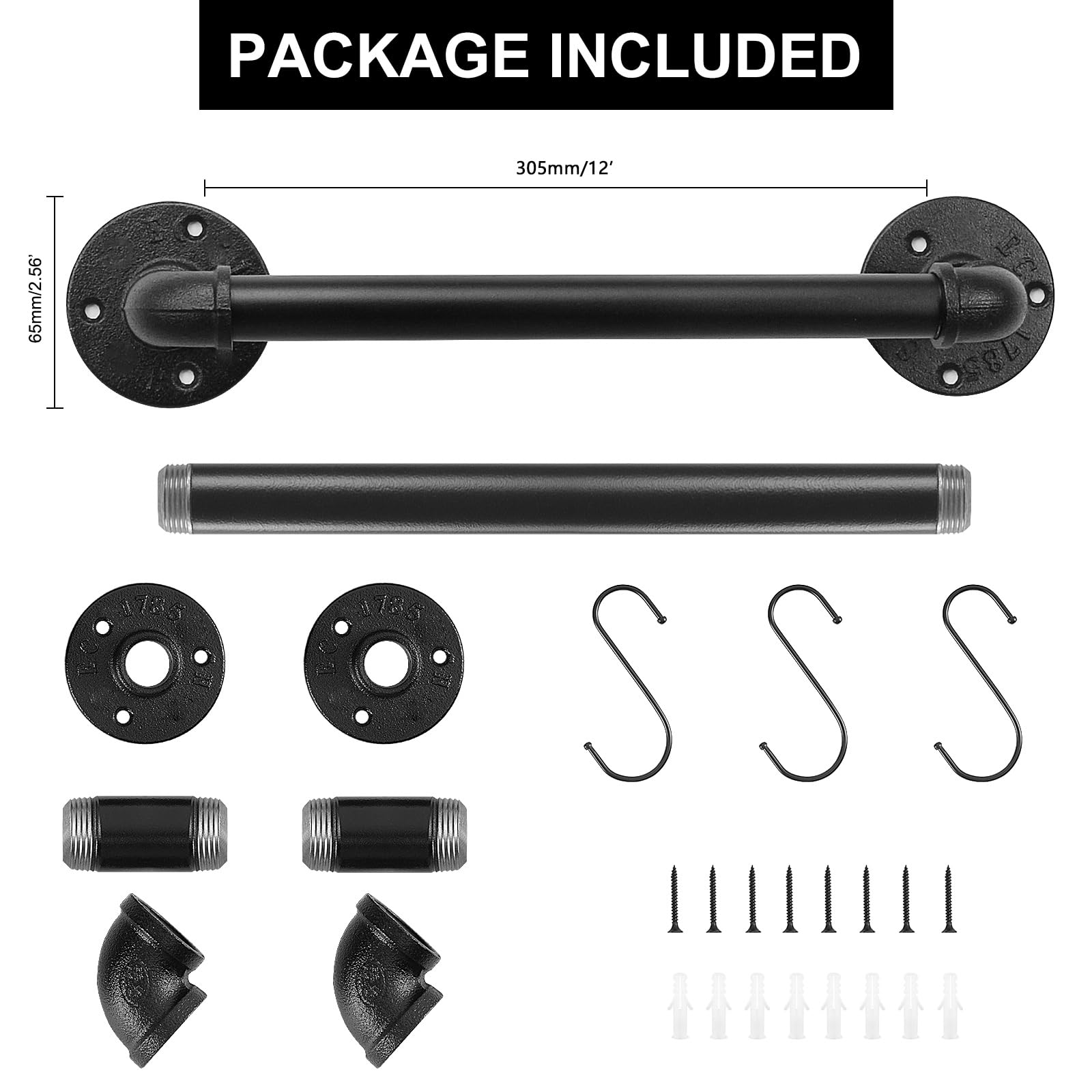 Livabber Industrial Pipe Towel Bar, Rustic Iron Decor Bathroom Hardware Towel Holder Accessory, Heavy Duty Wall Mounted Bath Tow