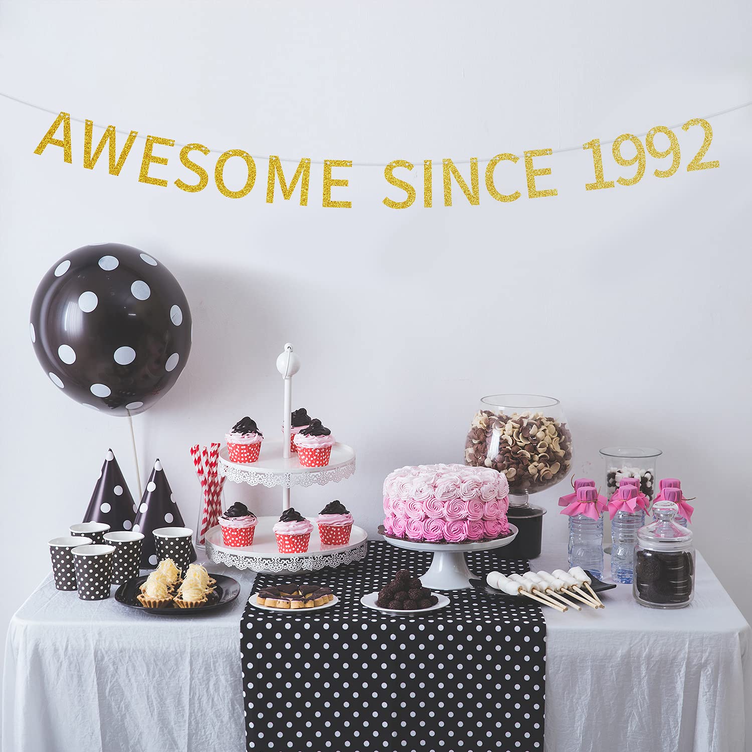 Awesome Since 1992 Banner Pre-Strung Happy 32Nd Birthday Banner Gold Glittery 32 Thirty Two Years Old Birthday Party Decorations