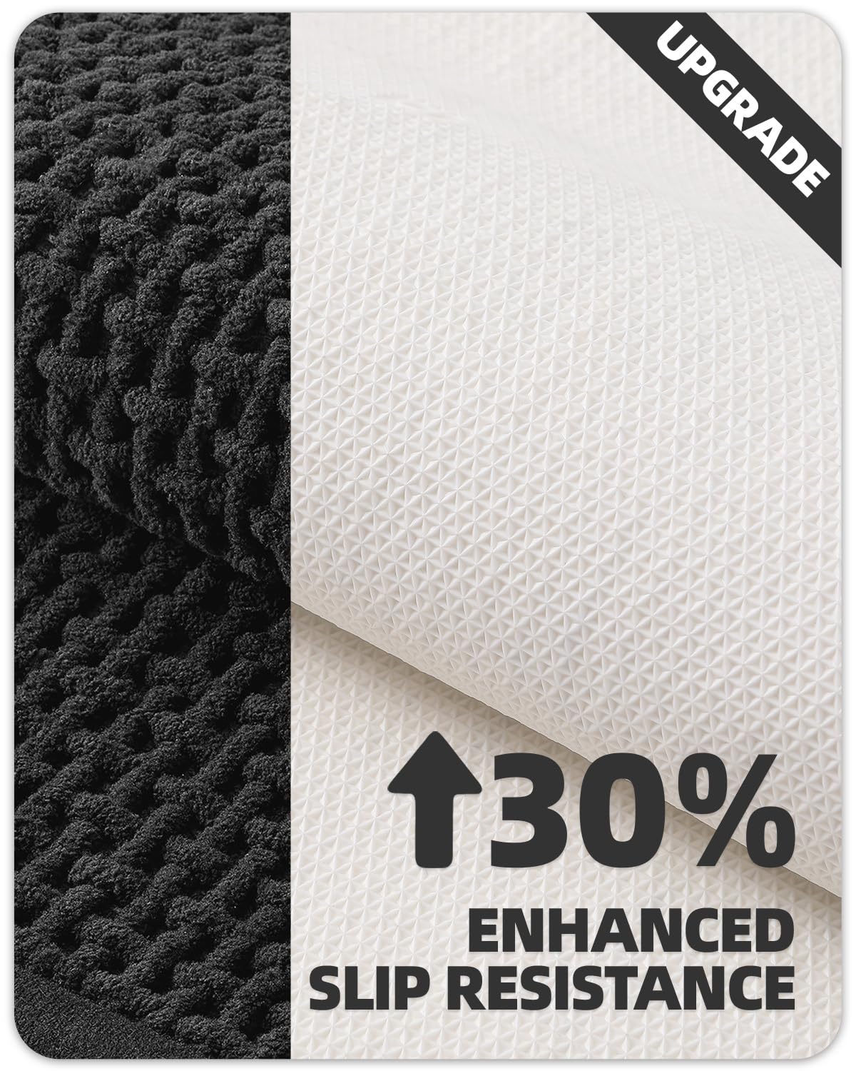 Color&Geometry Long Bathroom Runner Upgraded Denser Chenille Pile, 17''X47'' Non Slip Absorbent Black Bath Mats For Bathroom Thi