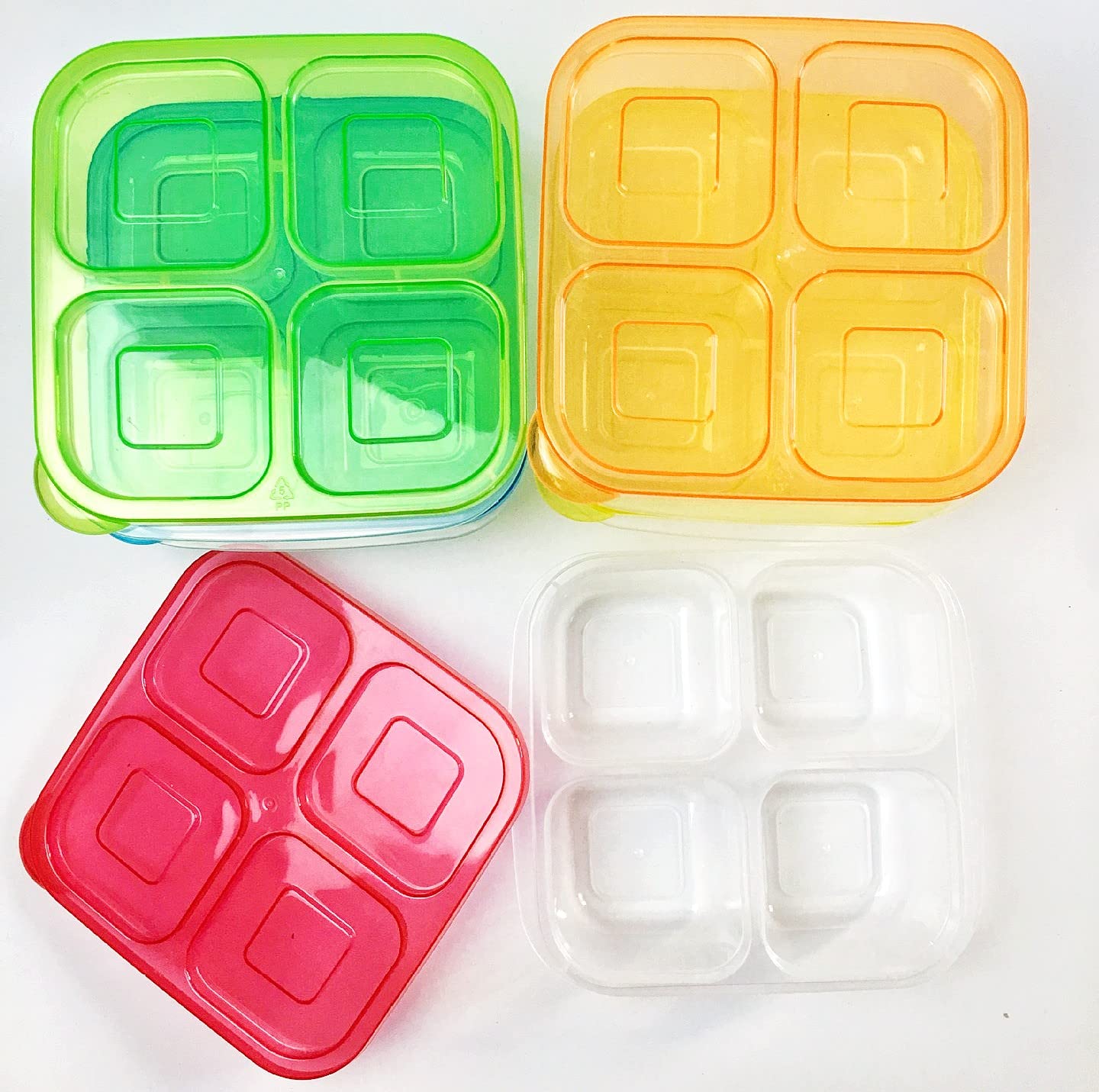 Week Nine Bento Snack Boxes - Reusable 4-Compartment Food Containers For School, Work And Travel, Set Of 5