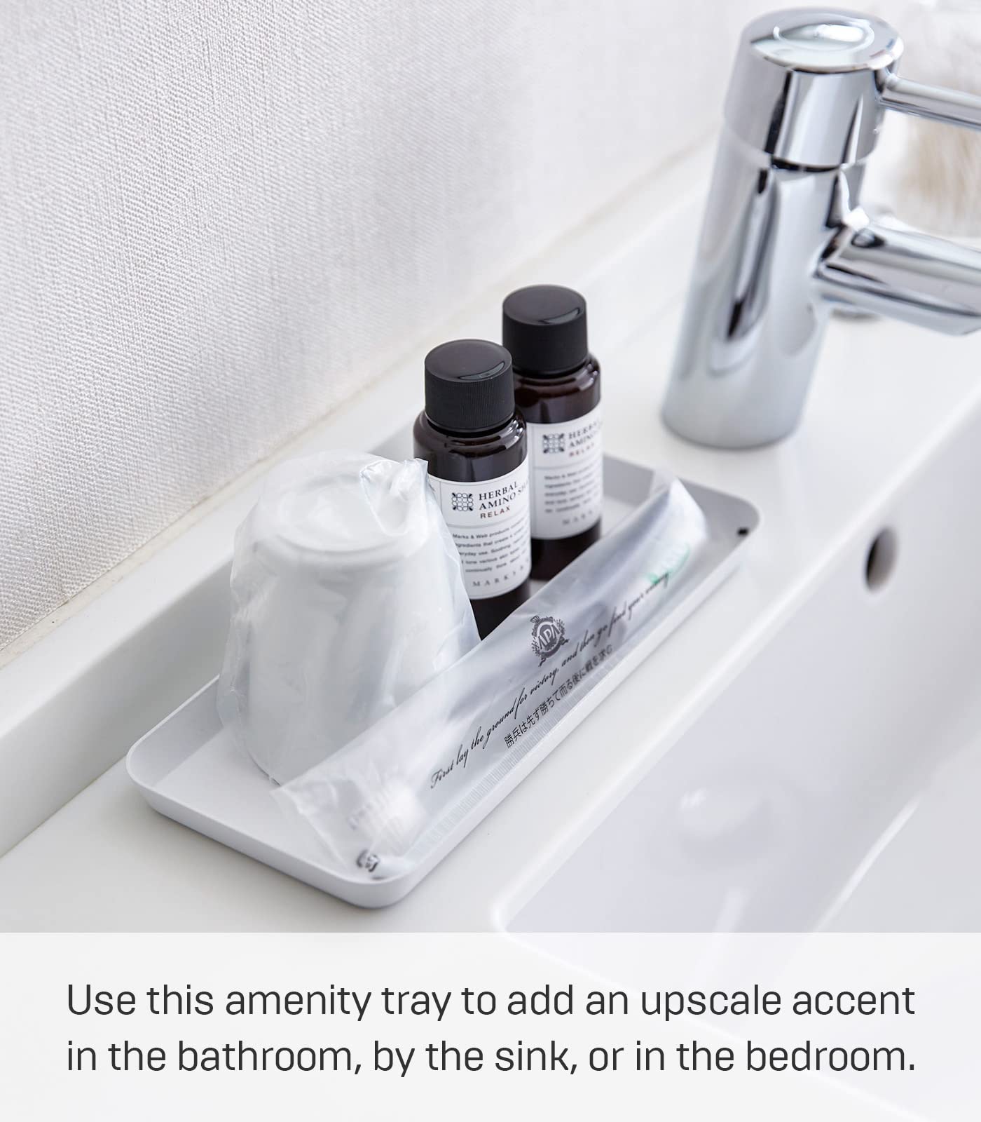 Yamazaki Home Tower Amenity Tray L White, Flat