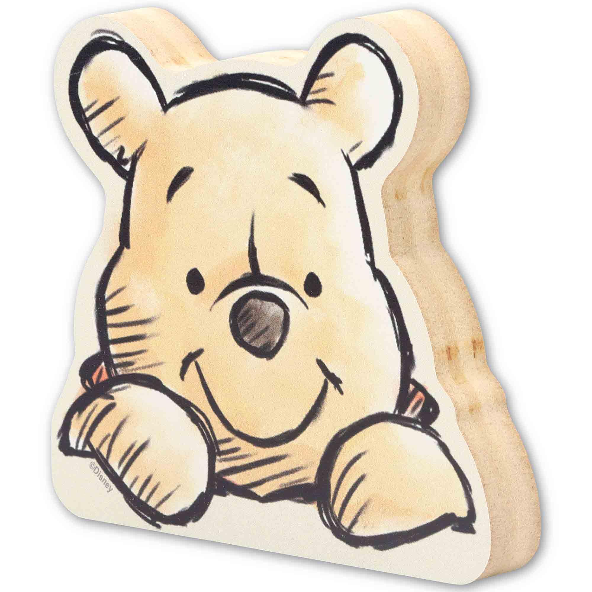 Disney Winnie the Pooh Shelf Sitter Decor - Adorable Pooh Wood Block Tabletop Decoration for Home