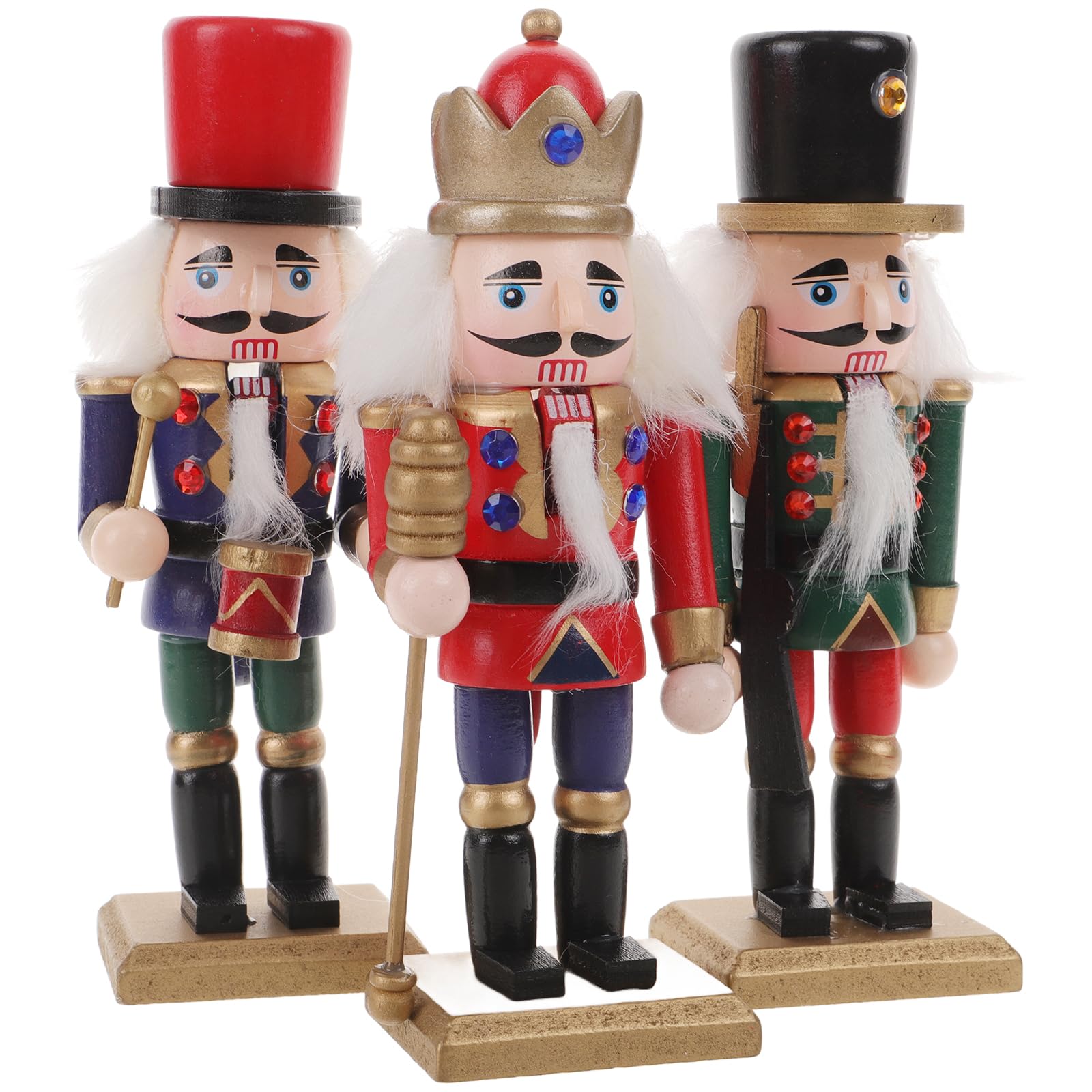 LIOOBO Christmas Nutcracker Ornaments: 3pcs Christmas Wooden Nutcracker Ornaments Puppet for Desktop Xmas Decoration