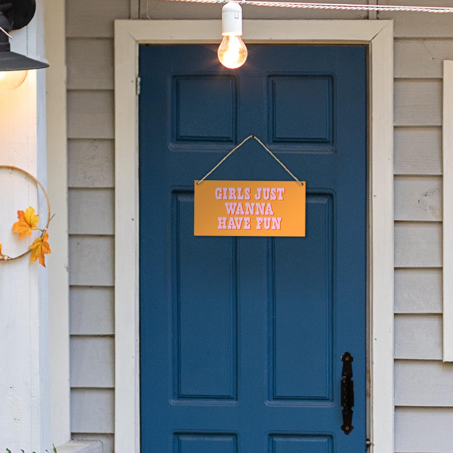 Hot Pink Preppy Girls Just Wanna Have Fun Printed Wood Plaque Sign Wall Hanging,Trendy Preppy Hanging Wall Signs for Girls Room