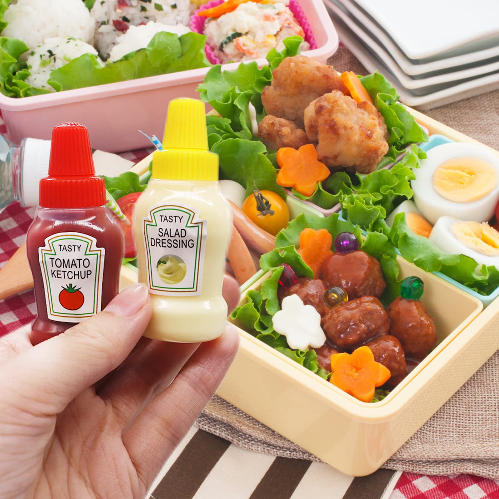 Niurewan 8 Pcs Mini Ketchup Bottles,25Ml Condiment Squeeze Bottle,Plastic Portable Containers Bottle For Adults,Office,Lunchbox,