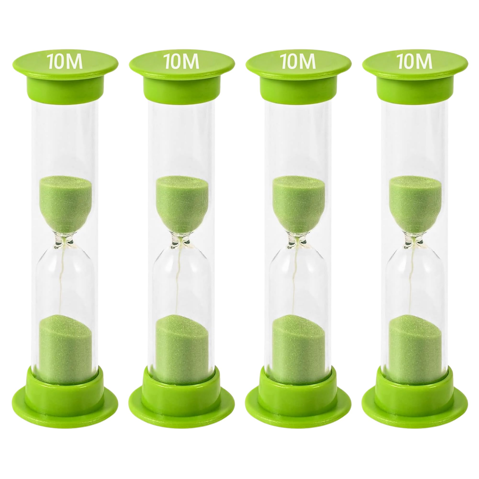 TeacherFav Sand Timer for Kids - 10 Minute Set of 4 Hour Glass - Green Color- Acrylic Covered for Classroom, Home & Kids Room