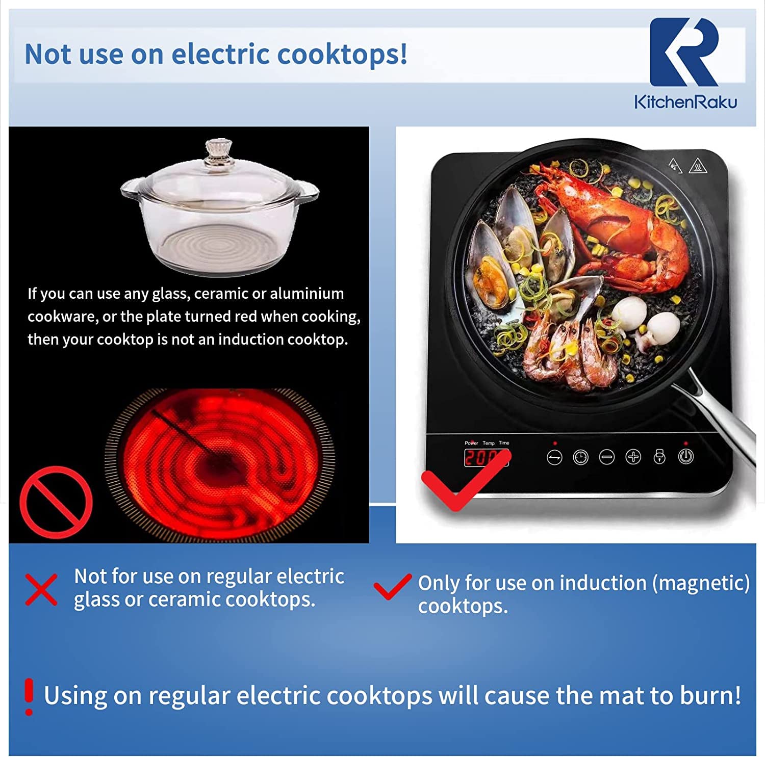 Kitchenraku 3 Pcs Induction Cooktop Mat, (Magnetic) Induction Cooktop Protector For Induction Stove, Round Stove Top Cover Induc