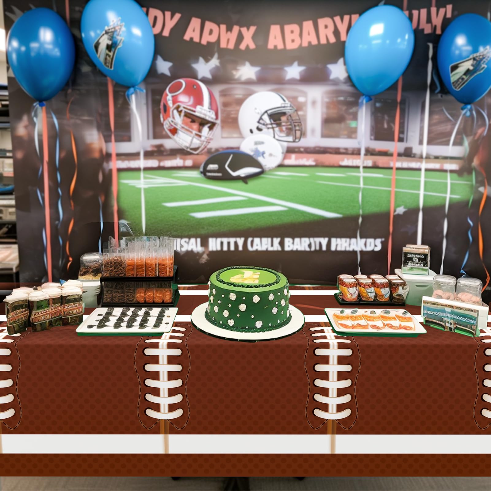 Football Party Decorations,2 Pack Football Tablecloth Disposable Plastic Tablecloth 54 X 108,Football Birthday Party Decor,F