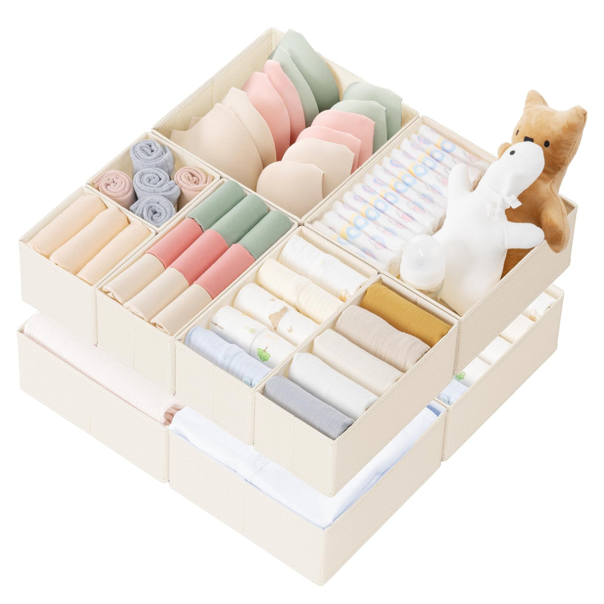 Criusia Drawer Organizer Clothes, 10 Pack Dresser Organizer for Baby Clothes, Underwear, Sock- Foldable Closet Organization and
