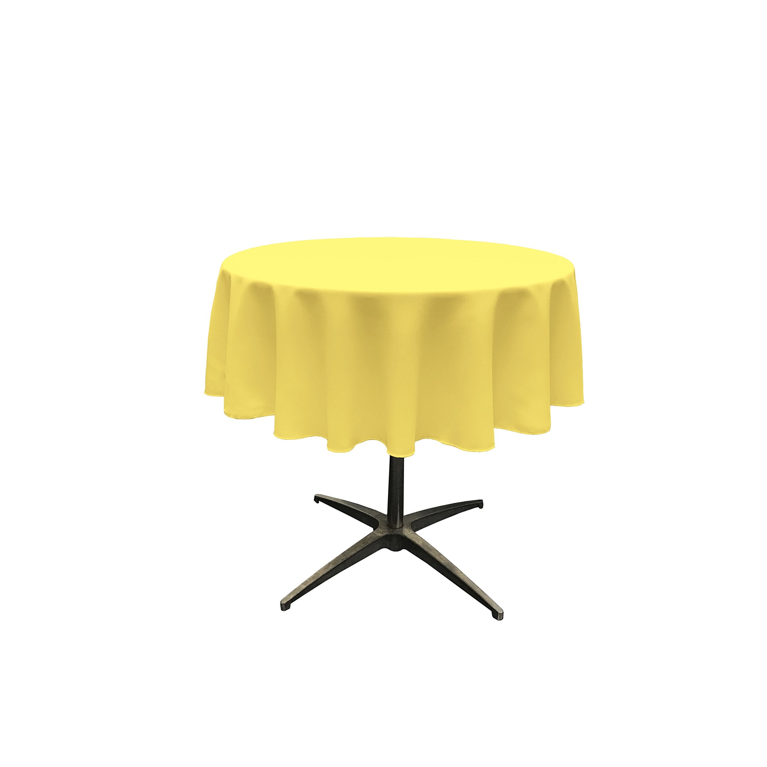 LA Linen Polyester Poplin Tablecloth 51-Inches Round  Light Yellow