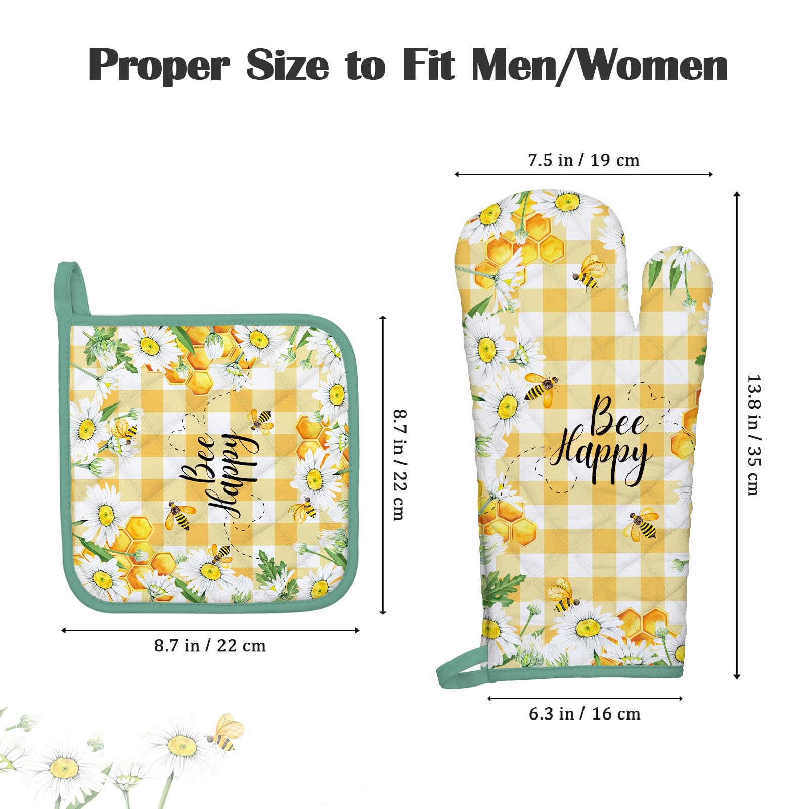 Arquiel Cat Oven Mitts And Pot Holders Sets 100% Cotton Heat Resistant, Extra Long Oven Gloves Potholder For Kitchen Cooking Bak