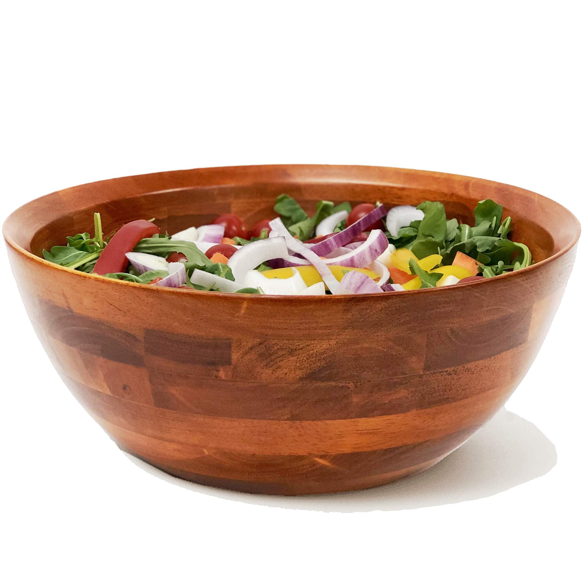 Woodard & Charles Large Wooden Serving Bowl For Salads, Fruits, Popcorn, Pasta, 10    Diameter X 4.5 Height