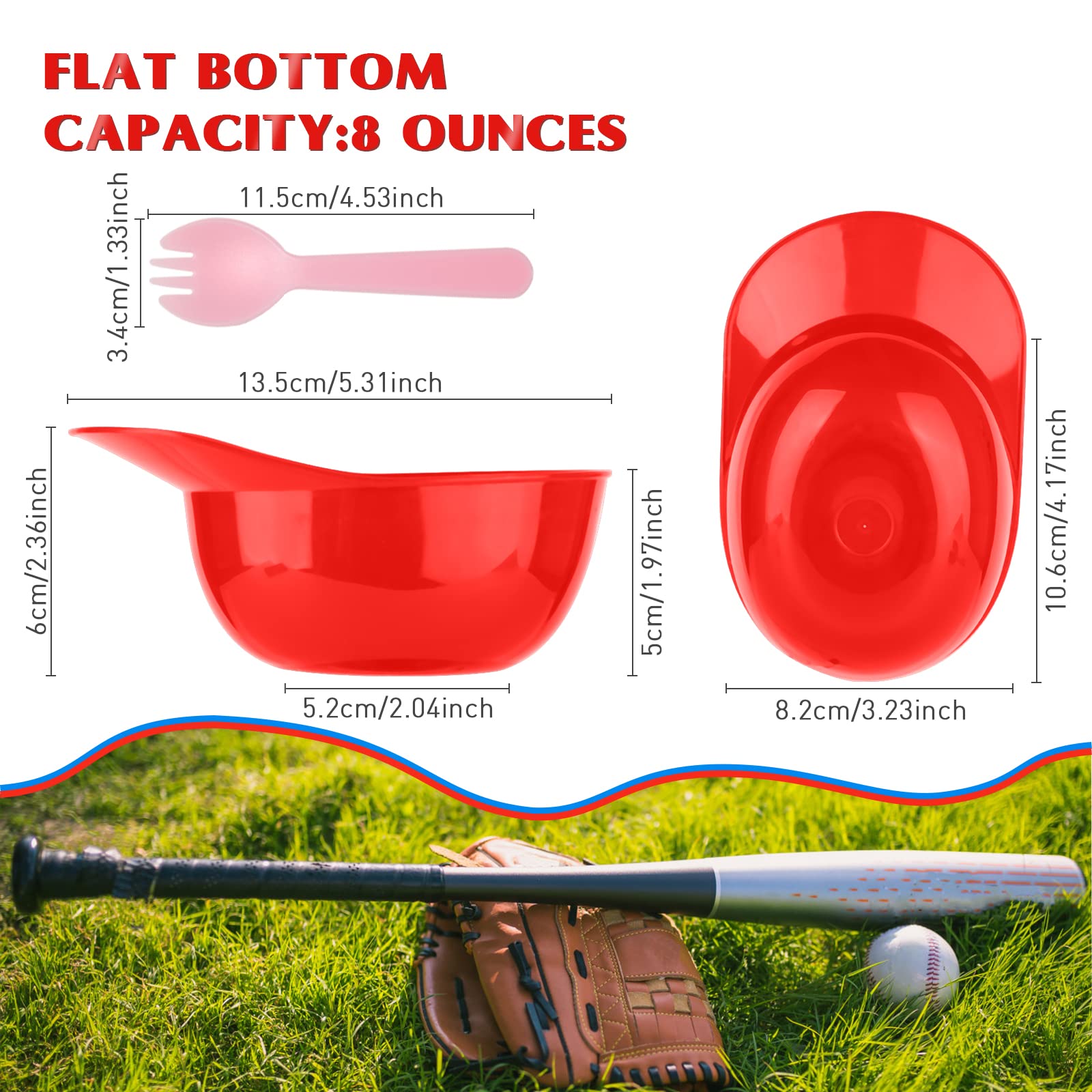 24 Pieces Baseball Helmet Ice Cream Bowls, 8 Oz Baseball Party Supplies Helmet Snack Bowl, Mini Plastic Sundae Helmets, Kids Bas