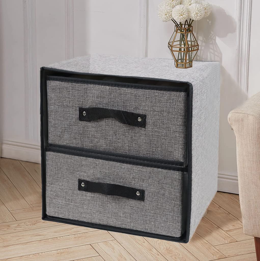 Linen Closet Organizers and Storage, Fabric Storage Drawer Organizer, Dresser Organizer with 2 Drawers for Underwear, Sock, Bra,