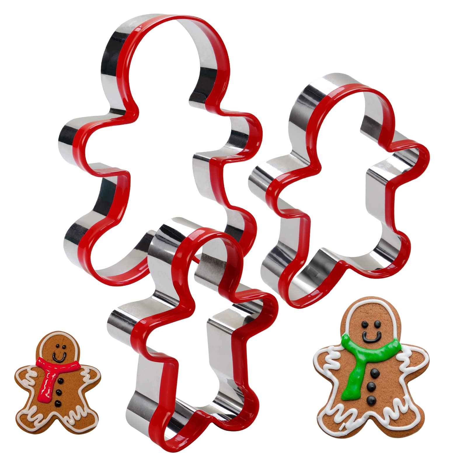 Surgehai Cookie Cutters Set Of 3, Gingerbread Man Cookie Cutter Tools