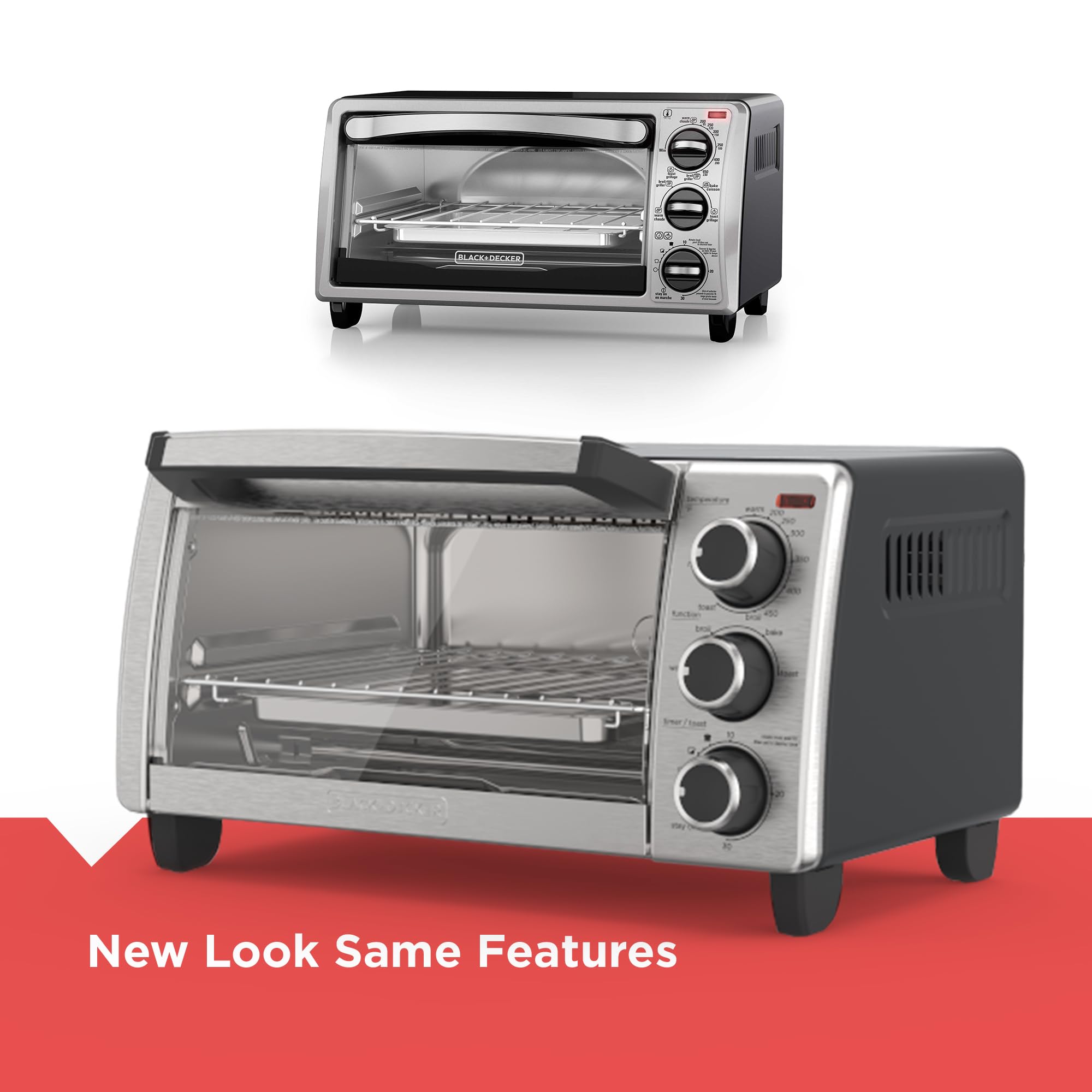 Black+Decker 4-Slice Toaster Oven, To1756Sb, Even Toast, 4 Cooking Functions Bake, Broil, Toast And Keep Warm, Removable Crumb T