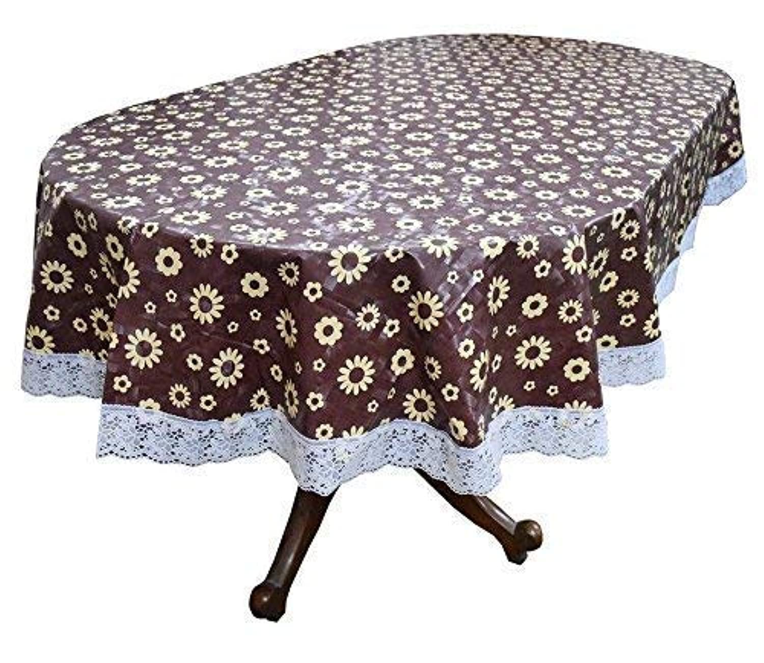 CASANEST Thick PVC PVC Flowered Printed Oval Waterproof Dining Table Cover, 46 Seater Size5478, Multicolor  printed008,Pack