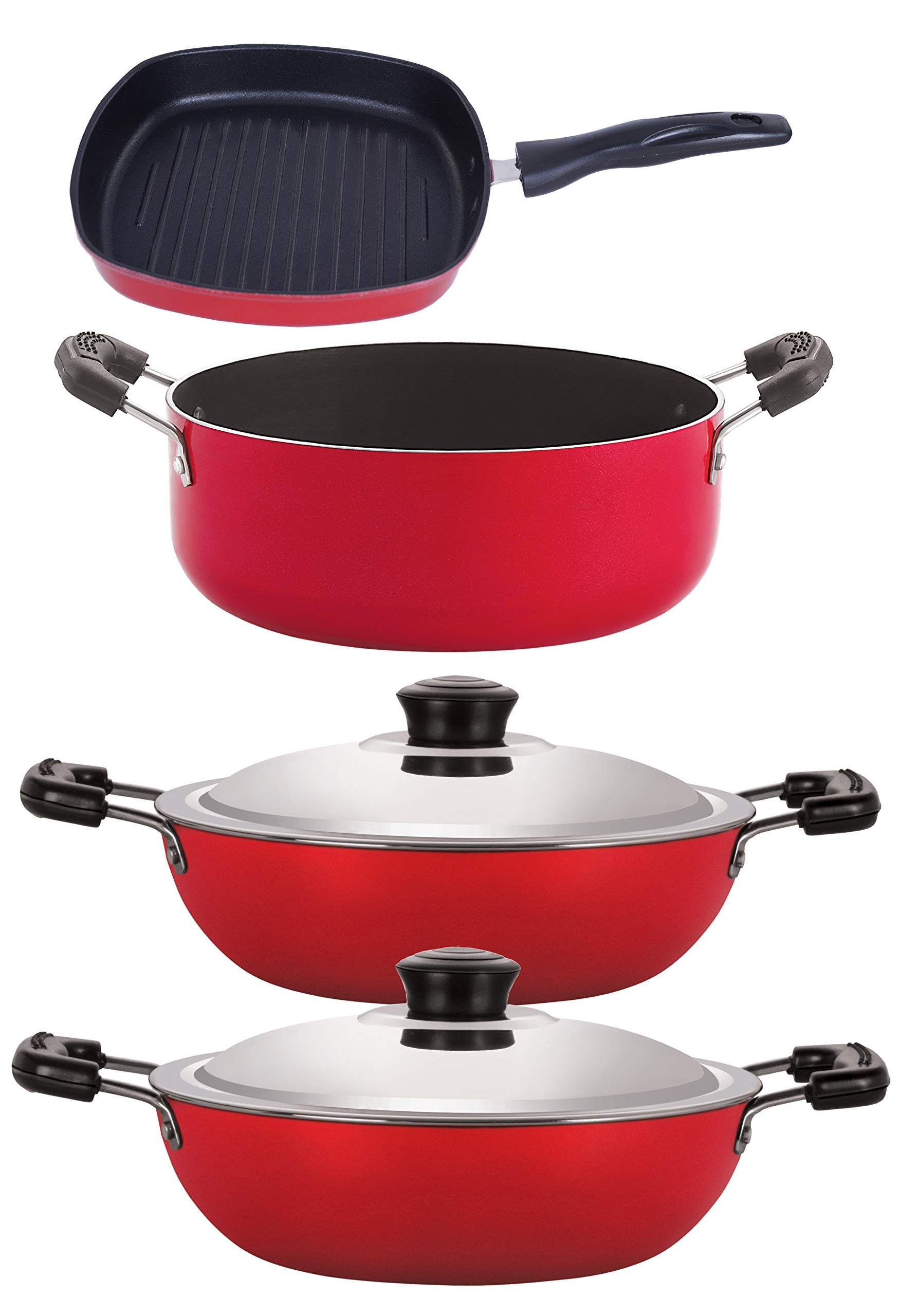 Nirlon Non Stick Coating Aluminium Heat Resistance Cookware Gift Set Of 3Pcs With Bakelite Handle (Dkd(B)_Gp24.5_Cs24)