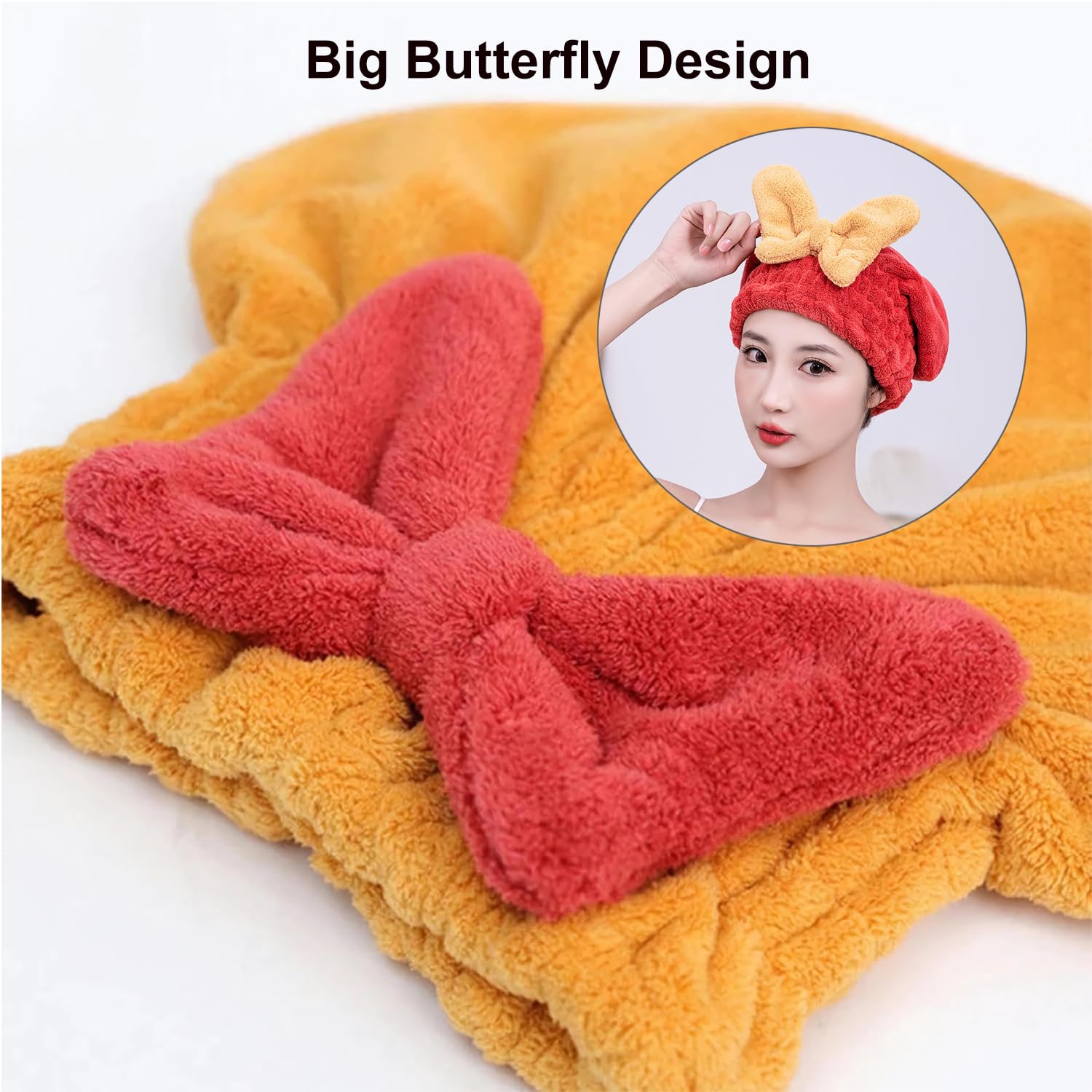 YUMINGUHC 4Pcs Ultra Absorbent Hair Quick Drying Towel for Women Girls New Microfiber Hair Towel Wrap Dry Turban Soft Bow Tie Pl