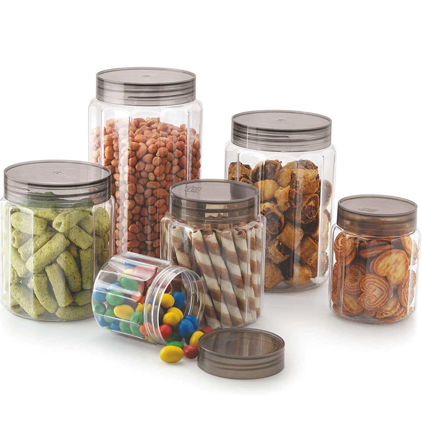 Ski Opal Airtight Kitchen Storage Container  18 Pcs Set (250Ml X 6 Pcs, 500 Ml X 6 Pcs, 1100 Ml X 3 Pcs, 1800 Ml X 3 Pcs) Grey