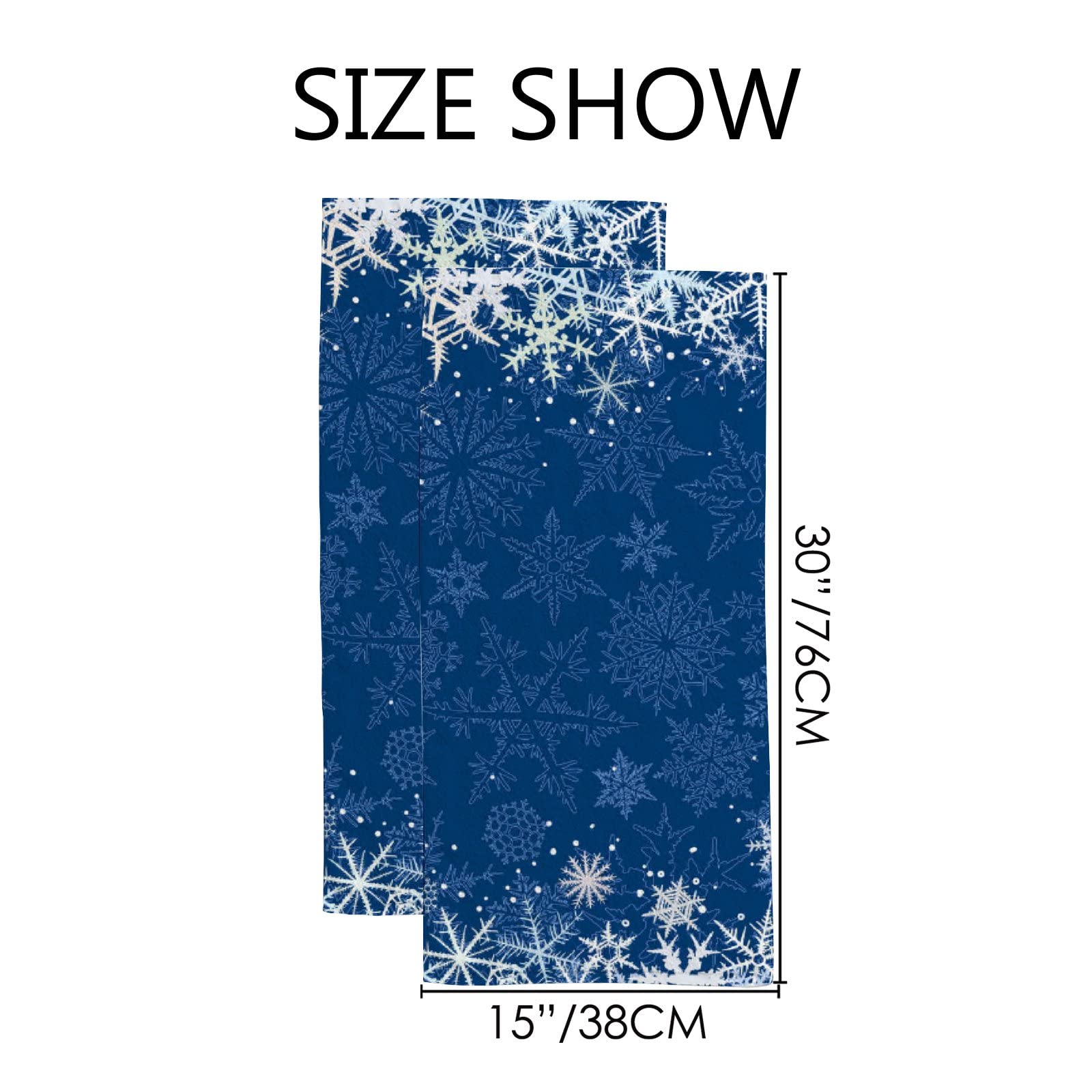 Vantaso Bathroom Hand Towels Set Of 2 Christmas Winter Dark Blue Snowflakes Soft Absorbent Kitchen Hand Towel For Bathroom Hotel