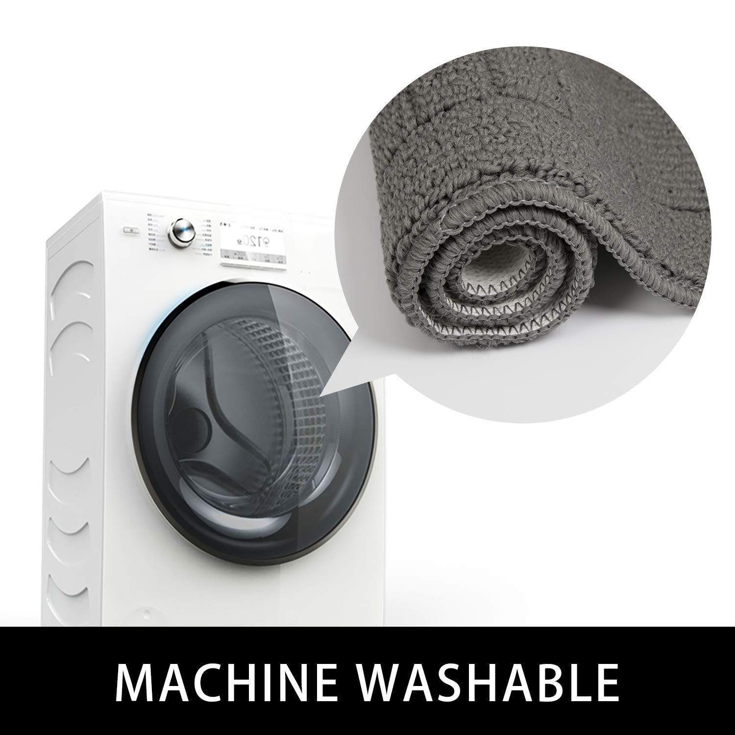 Beqhause 30X18 Inch Kitchen Rug Mats, Durable Anti-Slip Absorbent Dirt-Resistant Kitchen Rug Pet Mat Machine Washable (Grey)