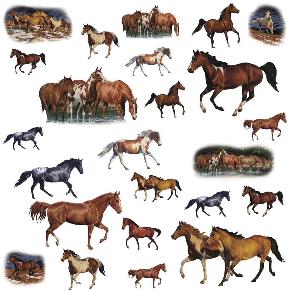 Roommates Rmk1017Scs Wild Horses Peel And Stick Wall Decals
