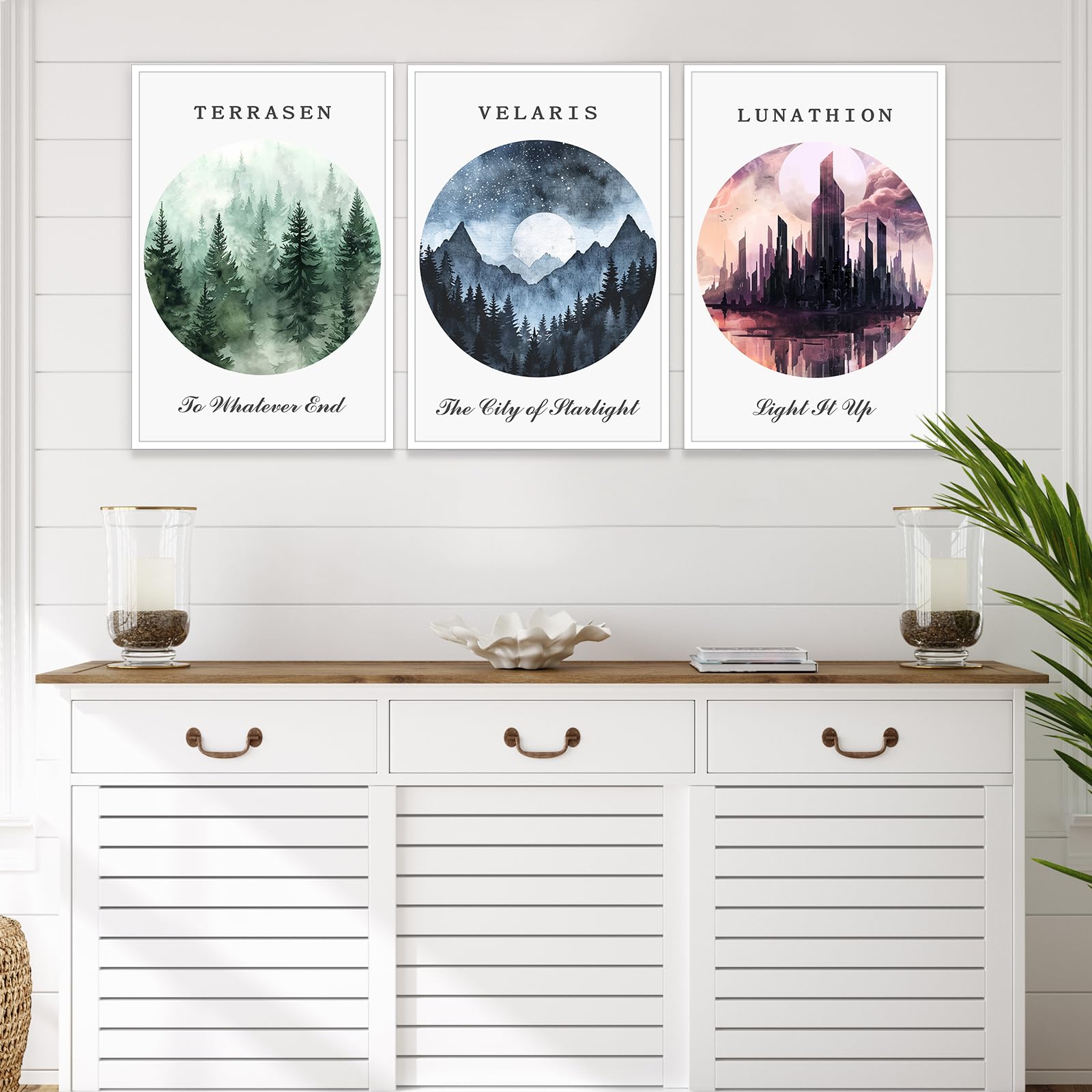 Dfaiuy 3 Piece Sarah J Maas Books Poster Art Print Sarah Maas Acotar Crescent City Throne Of Glass Series Canvas Wall Art Fantas