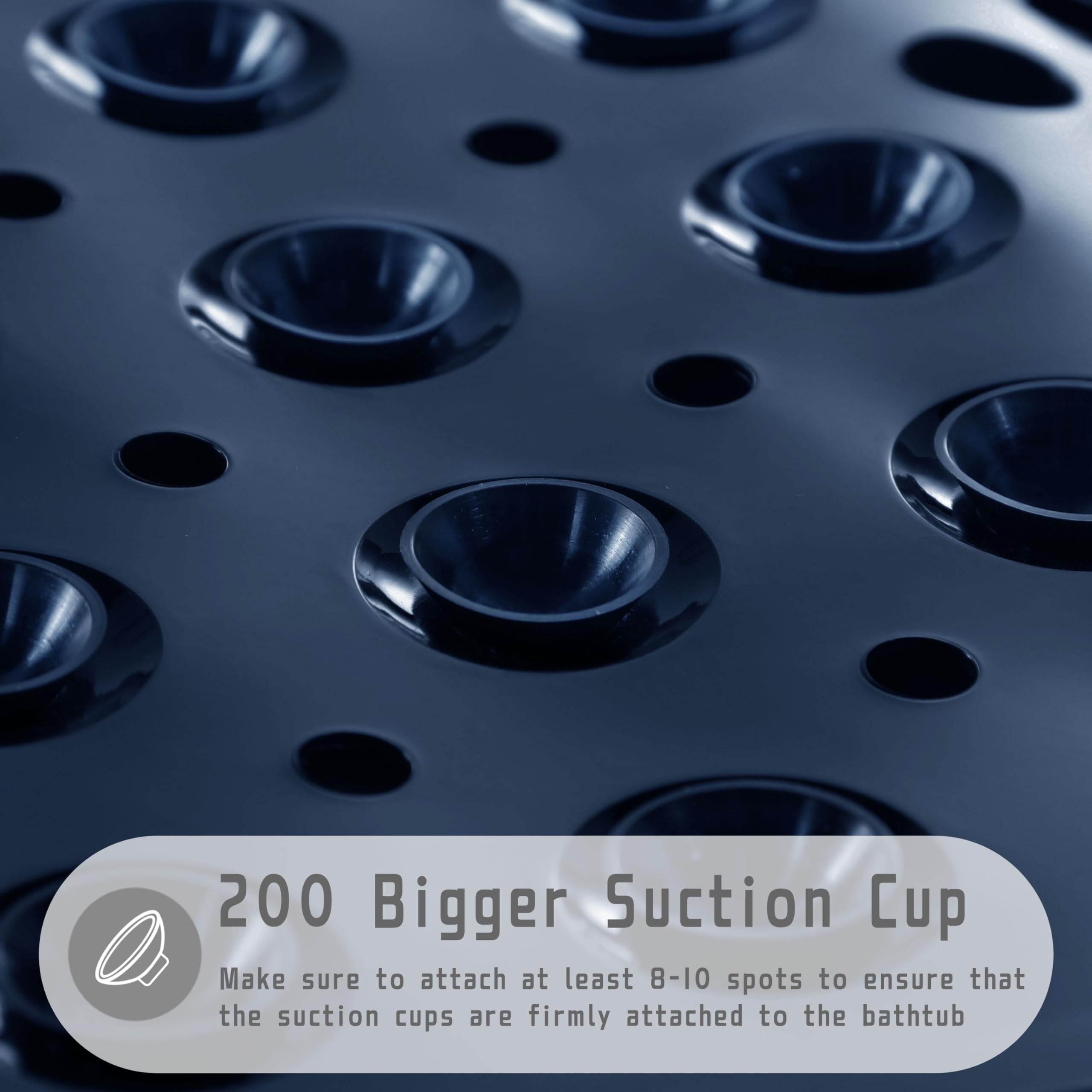 Yimobra Original Bath Tub Shower Mat Extra Long 16 x 40 Inches  Non Slip Bathtub Mat with Drain Holes  Suction Cups  Machine Washable  Navy Blue