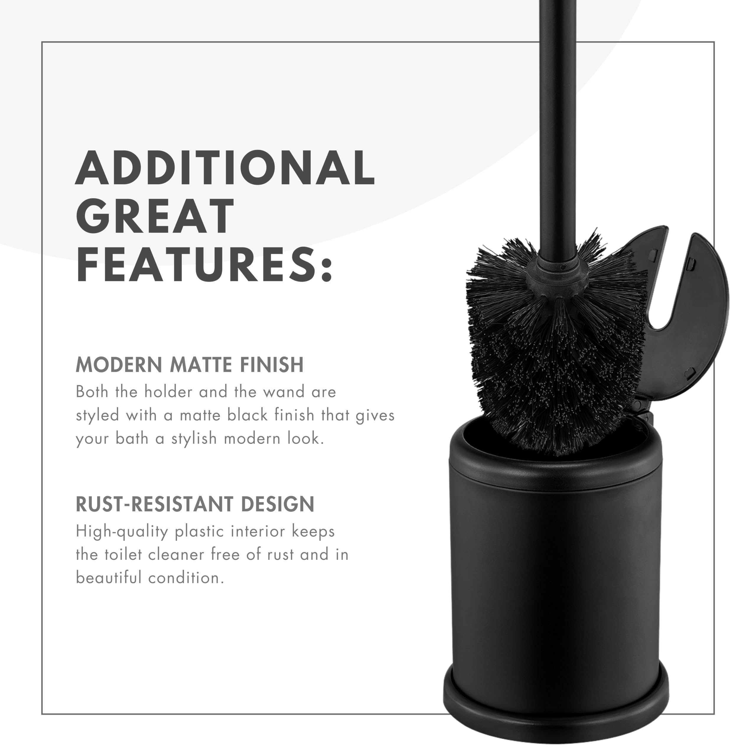 Toilettree Products Deluxe Toilet Brush With Lid - Black 2 Pack