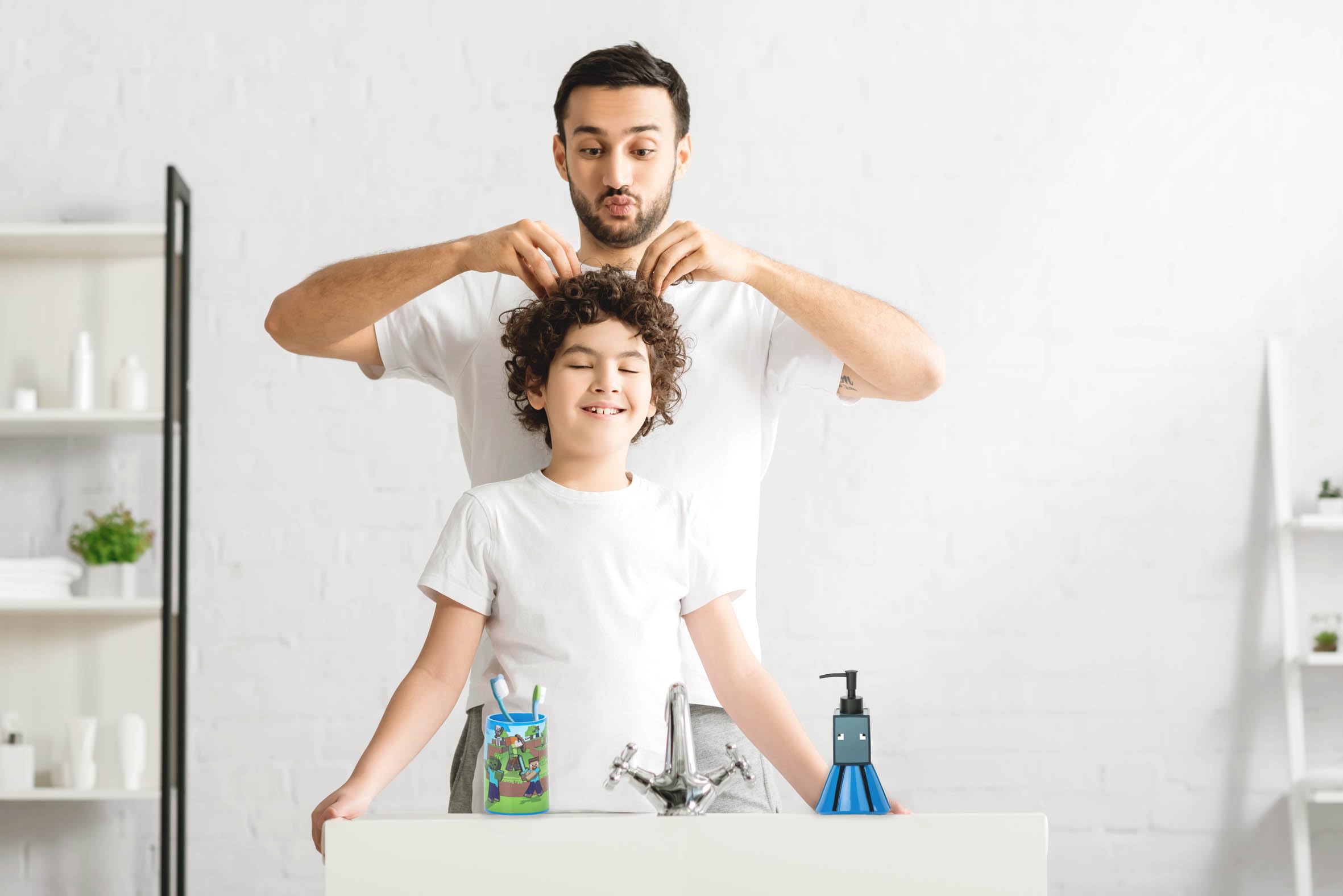 Marvel Spiderman 2 Piece Bathroom Set - Red & Blue Soap Dispenser & Tumbler Set - Kids Resin Superhero Bathroom Accessories