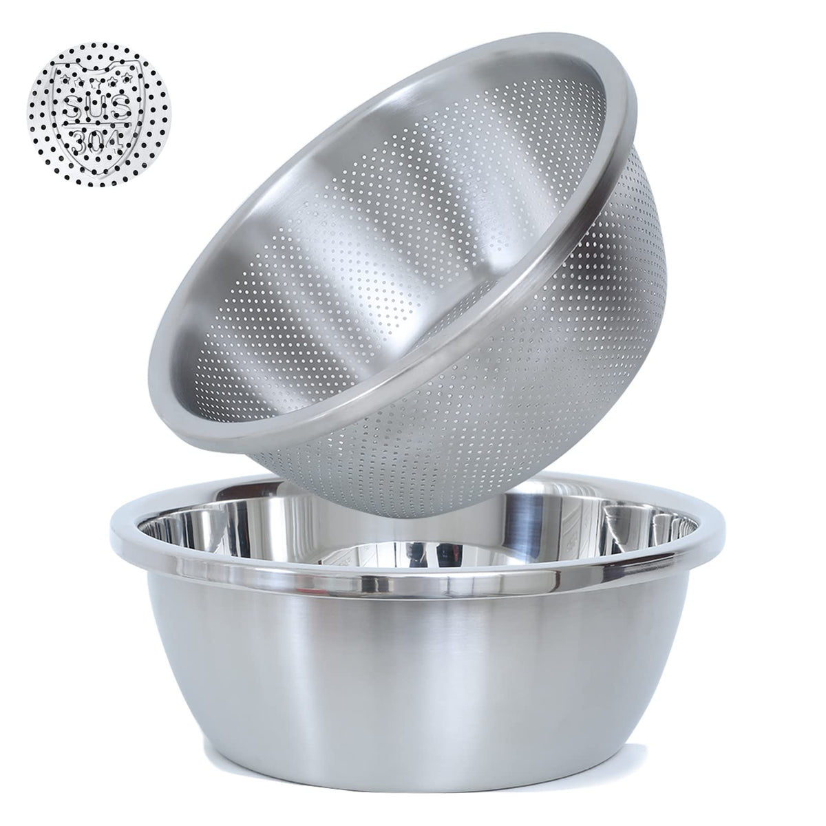 304 Stainless Steel Microporous Colander, 3.5Qt Large Capacity With Mi ...