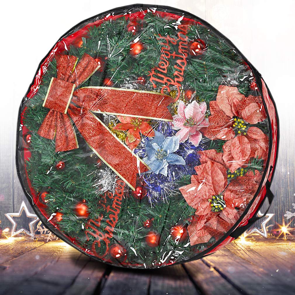 ProPik Christmas Wreath Storage Bag - 30" Tear Resistant Polyester, Red