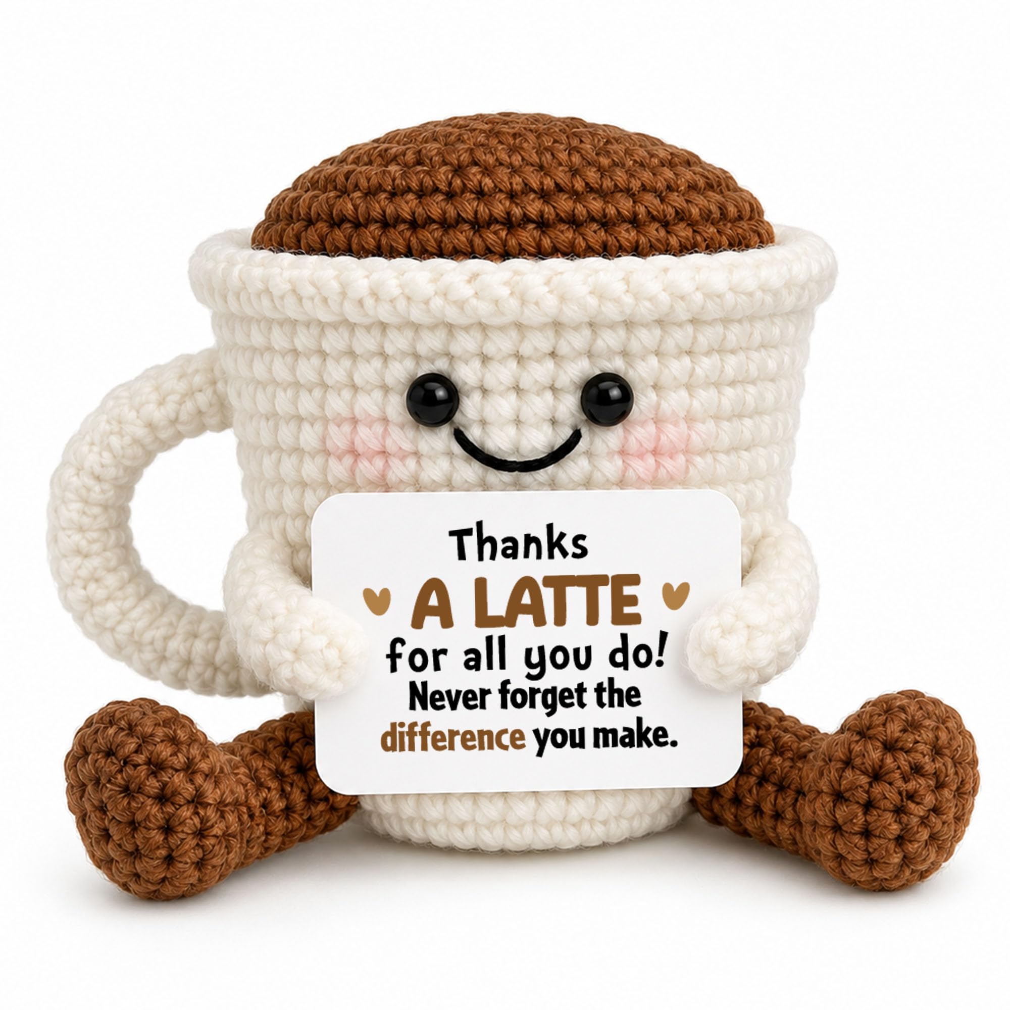 Anniversary Birthday Gift for Women Positive Crochet LATTE Cup