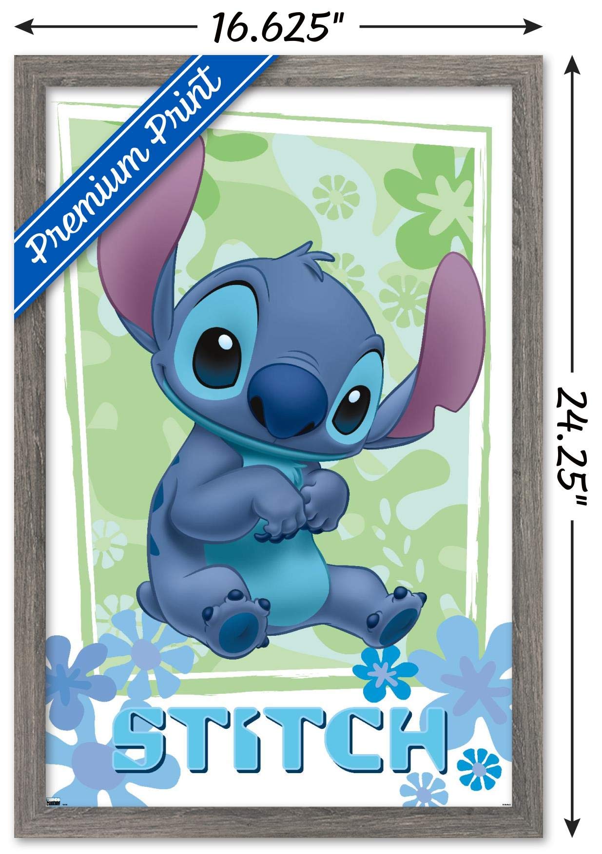 Trends International Disney Lilo And Stitch - Flowers Wall Poster, 14.725'' X 22.375'', Barnwood Framed Version