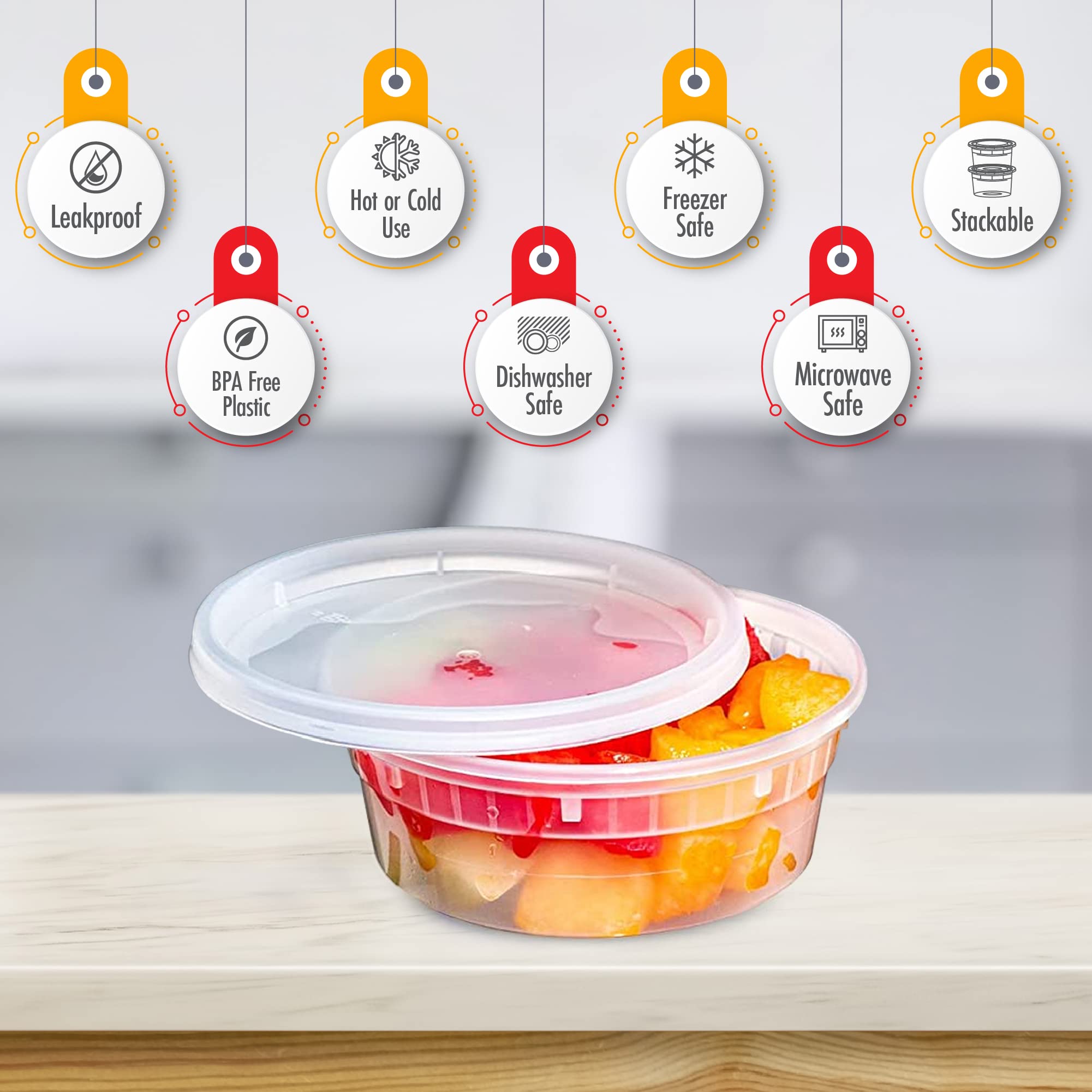 Quiddity Ware (8Oz-Deli Containers With Leakproof Lids-50 Pack Bpa-Free Plastic Microwaveable Clear Food Storage Container Premi