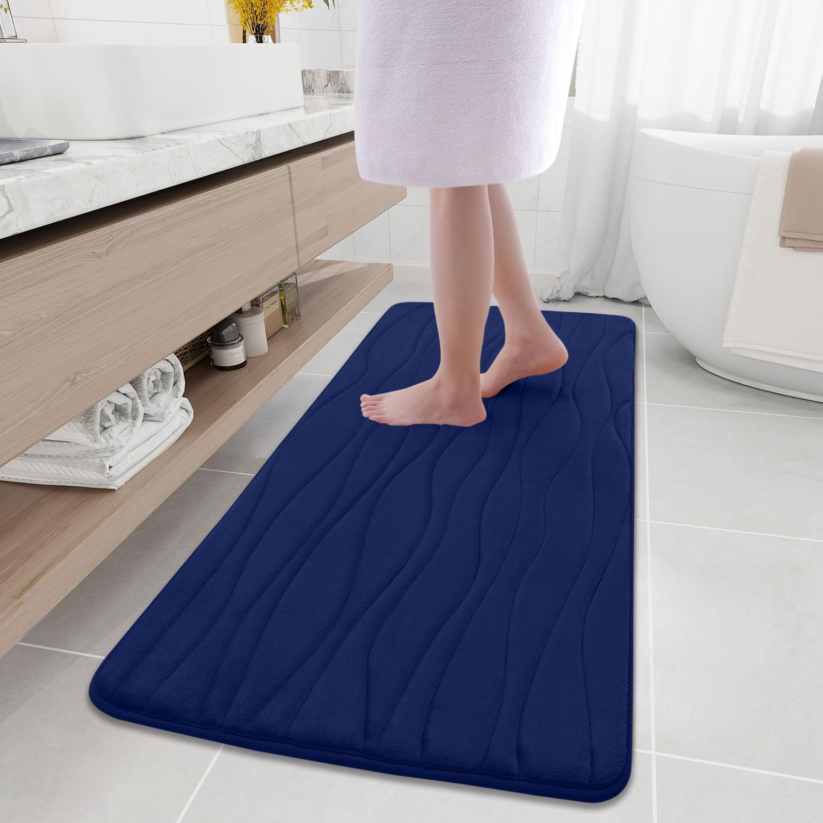 Buganda Memory Foam Bathroom Rug Mat 54X24, Extra Soft And Absorbent Bath Mats, Non-Slip And Machine Washable Bath Rugs For Bath