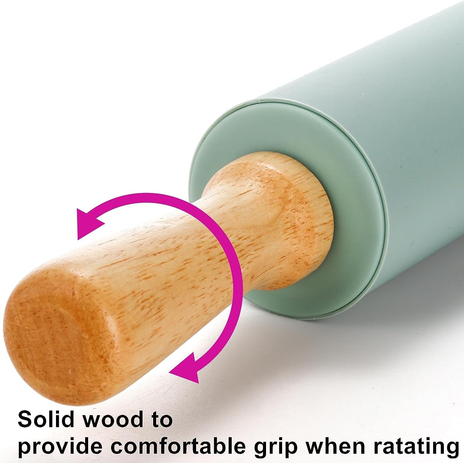Yopay 4 Pack Silicone Rolling Pin For Baking, Non Stick Large 17 Inch Roller With Wood Handle For Tortillas Dough, Pizza, Pie, P