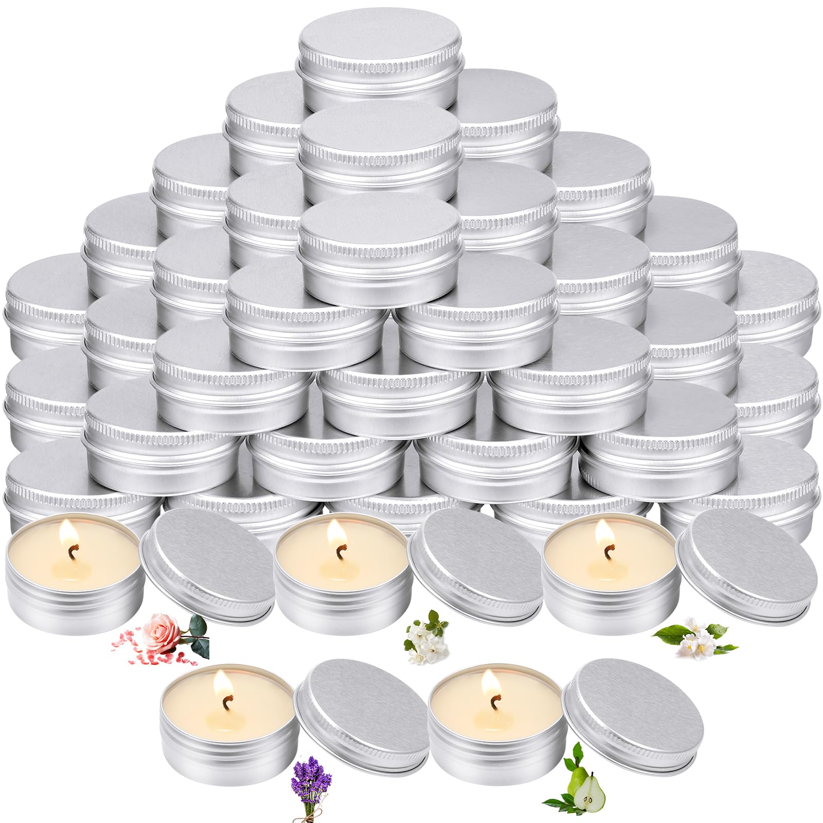 MTLEE 50 Pcs Scented Candles Gift Travel Tin Candle Aromatherapy Candle Favors for Christmas Winter Baby Shower Favors Wedding G