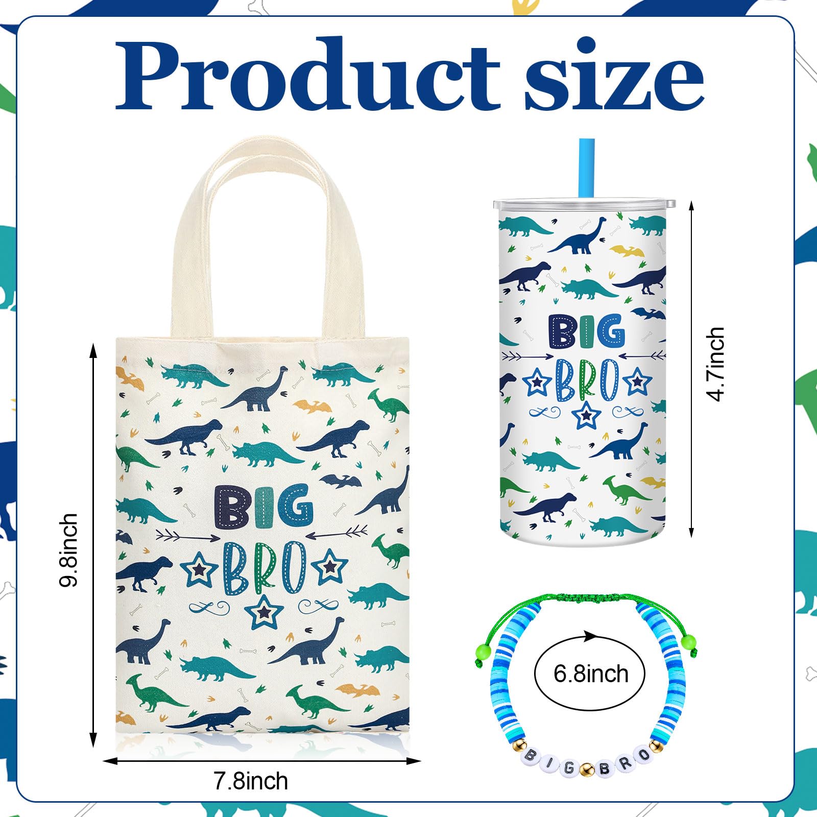 Shinylin 3 Pcs Big Brother Gift for Boy 12 oz Big Brother Cup Blue Stainless Steel Mug Vacuum Insulated Tumbler with Leakproof L