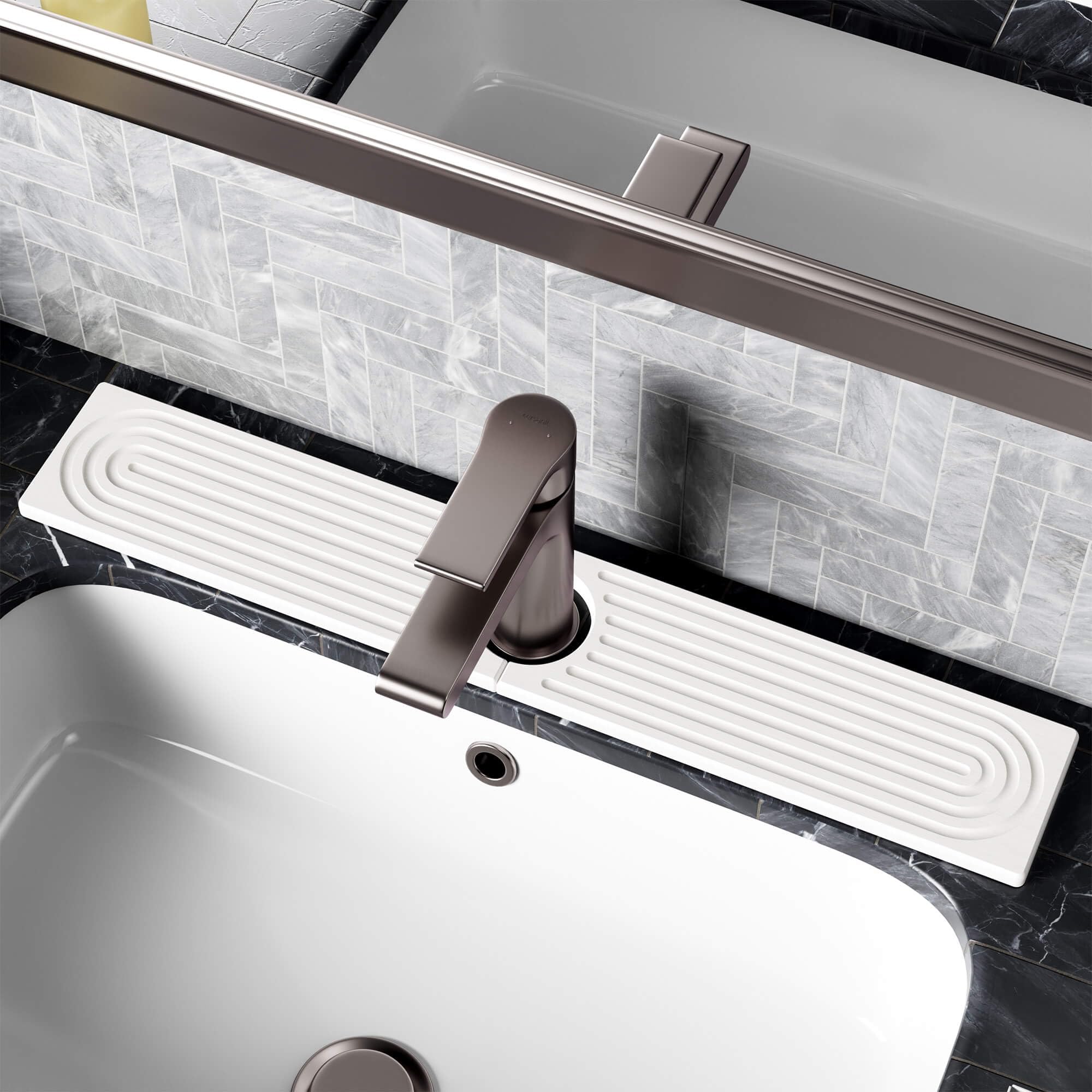 Stone Faucet Mat for Kitchen Sink, Diatomite Sink Protectors - Prevent Moisture Drying Stone Tray Fit Kitchen Counter & Bathroom