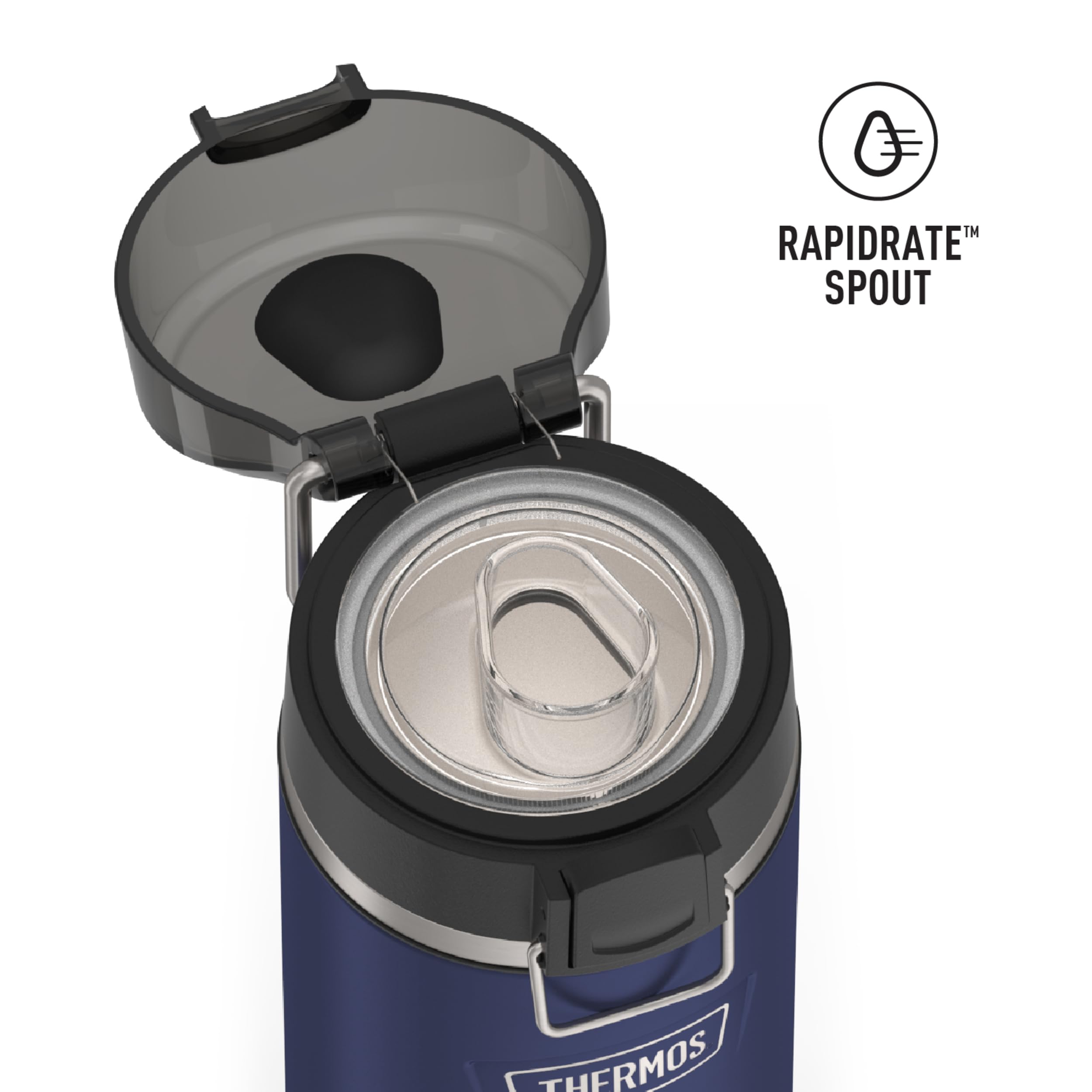 Thermos Icon Series Water Bottle With Spout - 18 Ounce, Navy - Stainless Steel Vacuum Insulated Water Bottle With Lid