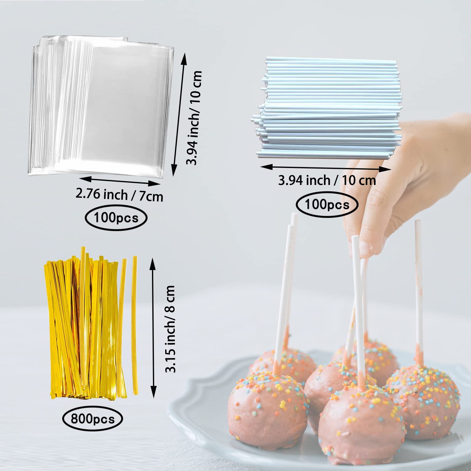 Mold - Silicone Cake Pop Kit With Measuring Cup Decorating Pen With 4 Piping Tips 100 Pcs Lollipop Sticks 100 Pcs Treat Bags 800