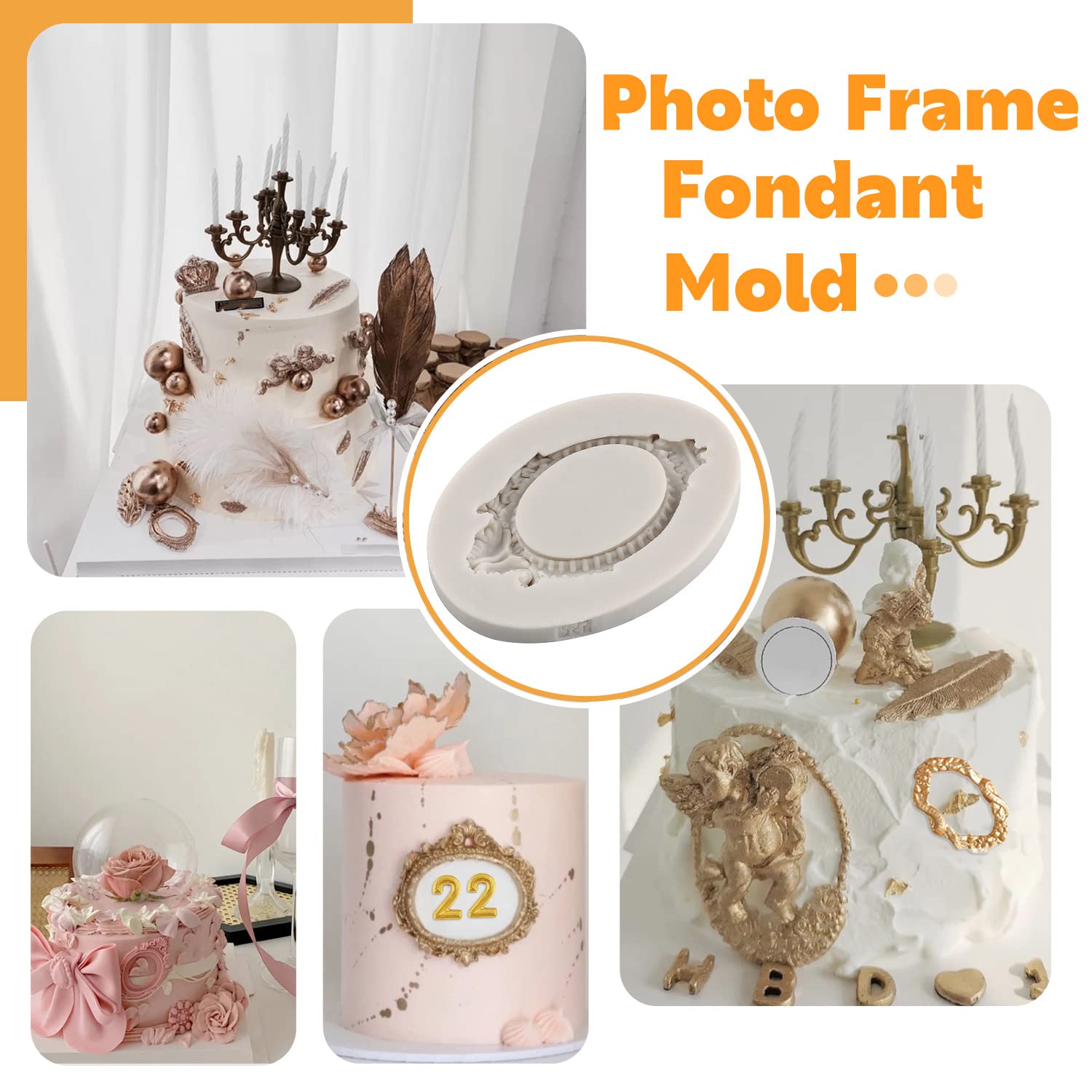 Sijiangmold Photo Frame Fondant Molds Picture Frames Silicone Mold Letter Chocolate Molds Uppercase Alphabet Number Mold For Mak