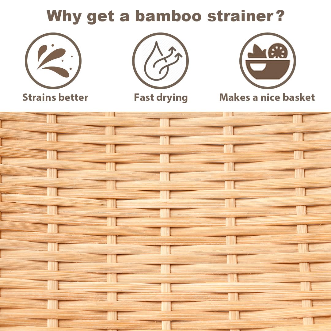 Tikusan Bamboo Round Zaru Basket Colander For Soba, Udon And Noodles (8.3'' (21Cm))