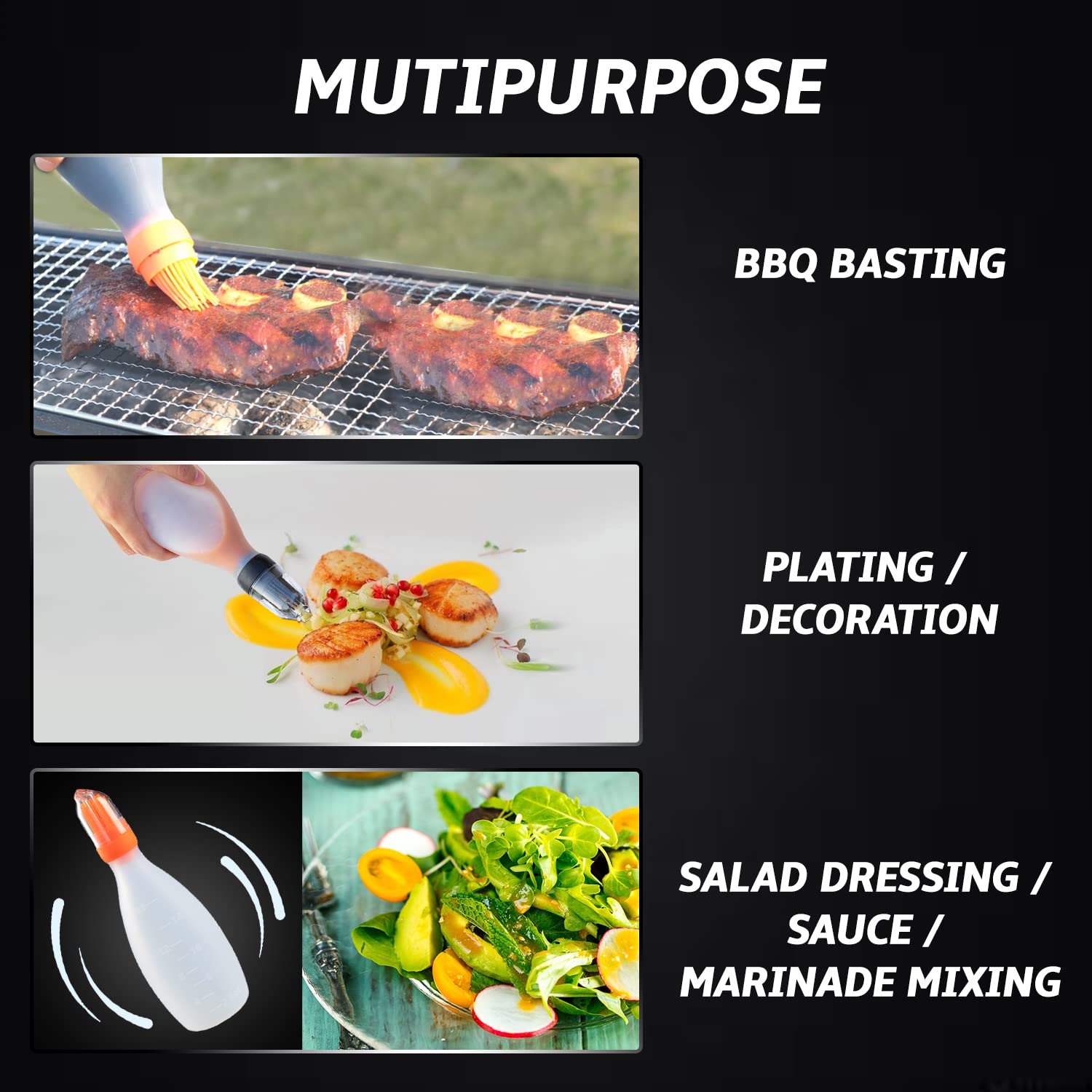 Silicone Basting Brush for Cooking - Oil Dispenser with Brush  All in One Oil Brush for Cooking  BBQ Brush  BBQ Mop -Smoker Accessories Gifts for Men - Sauce Brush for Cooking - Grilling Tool(Orange)