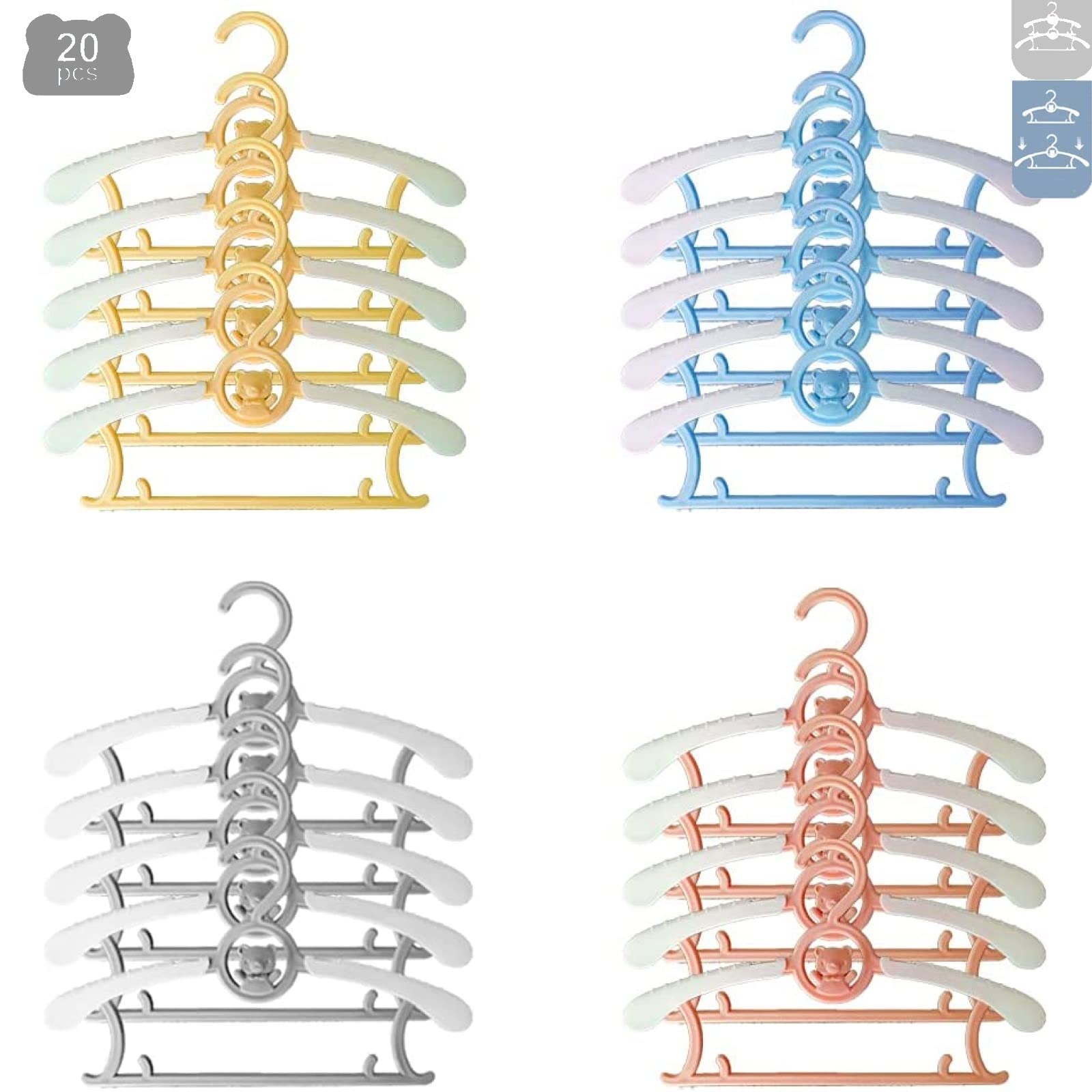 Hgyze Baby Nursery Closet Hangers, Ultra-Thin Non-Slip Laundry Infant Pant Hangers For Newborn Clothes - 20Pcs Colorful Gifts -